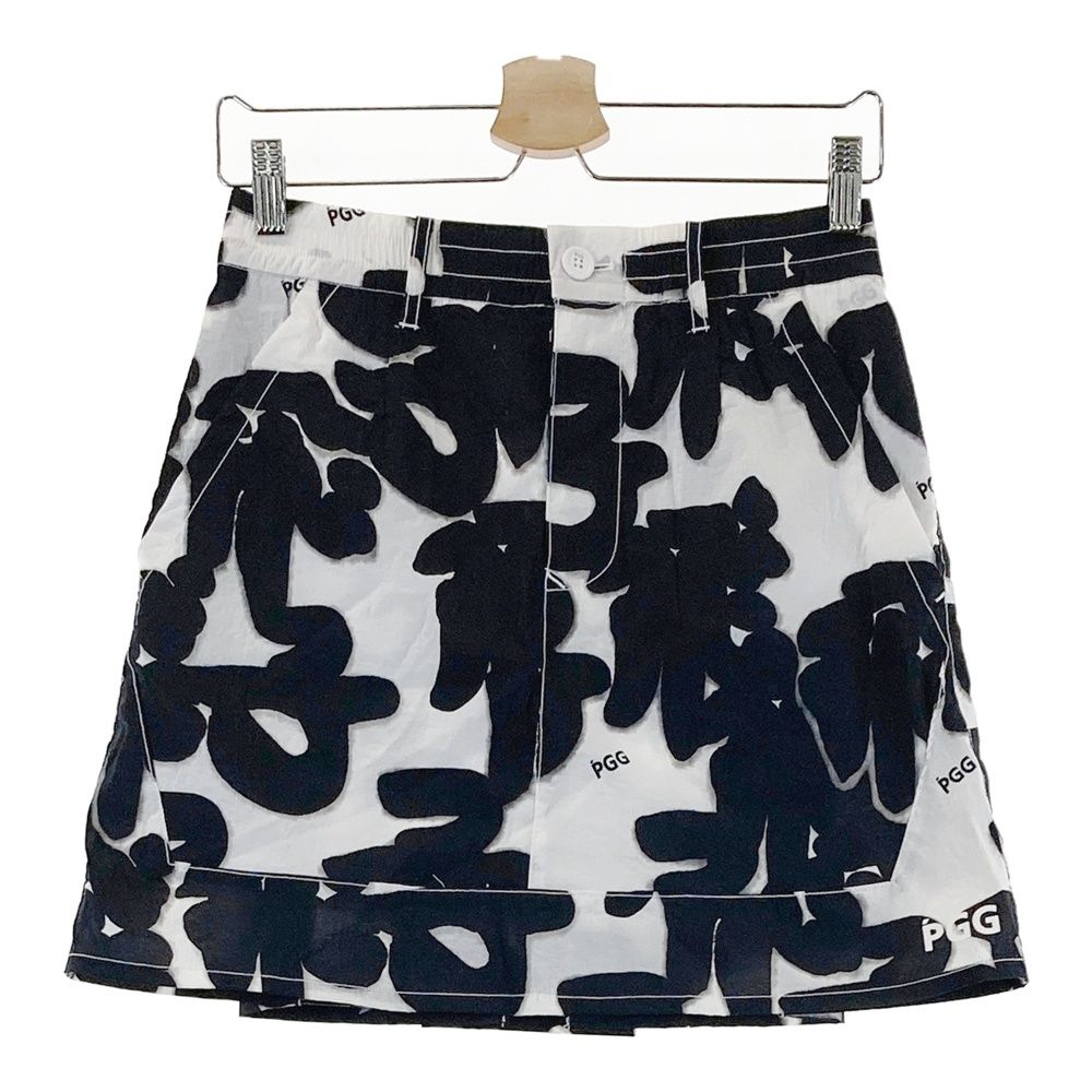 サイズ 1 PGG PEARLY GATES パーリーゲイツ モデル 裏地付 ナイロン スカート 漢字ロゴ 総柄 ホワイト系 240101553265 ゴルフウェア レディース ストスト