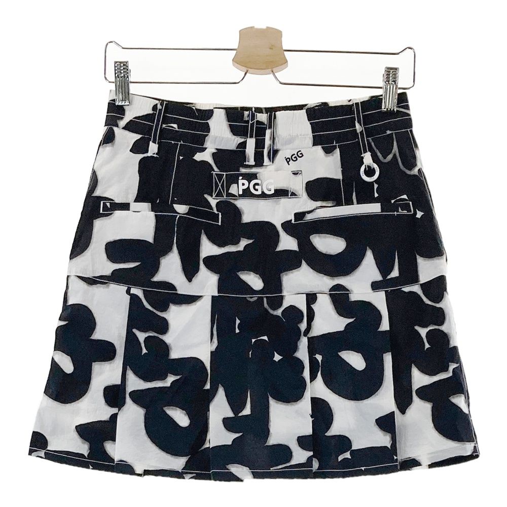 サイズ 1 PGG PEARLY GATES パーリーゲイツ モデル 裏地付 ナイロン スカート 漢字ロゴ 総柄 ホワイト系 240101553265 ゴルフウェア レディース ストスト