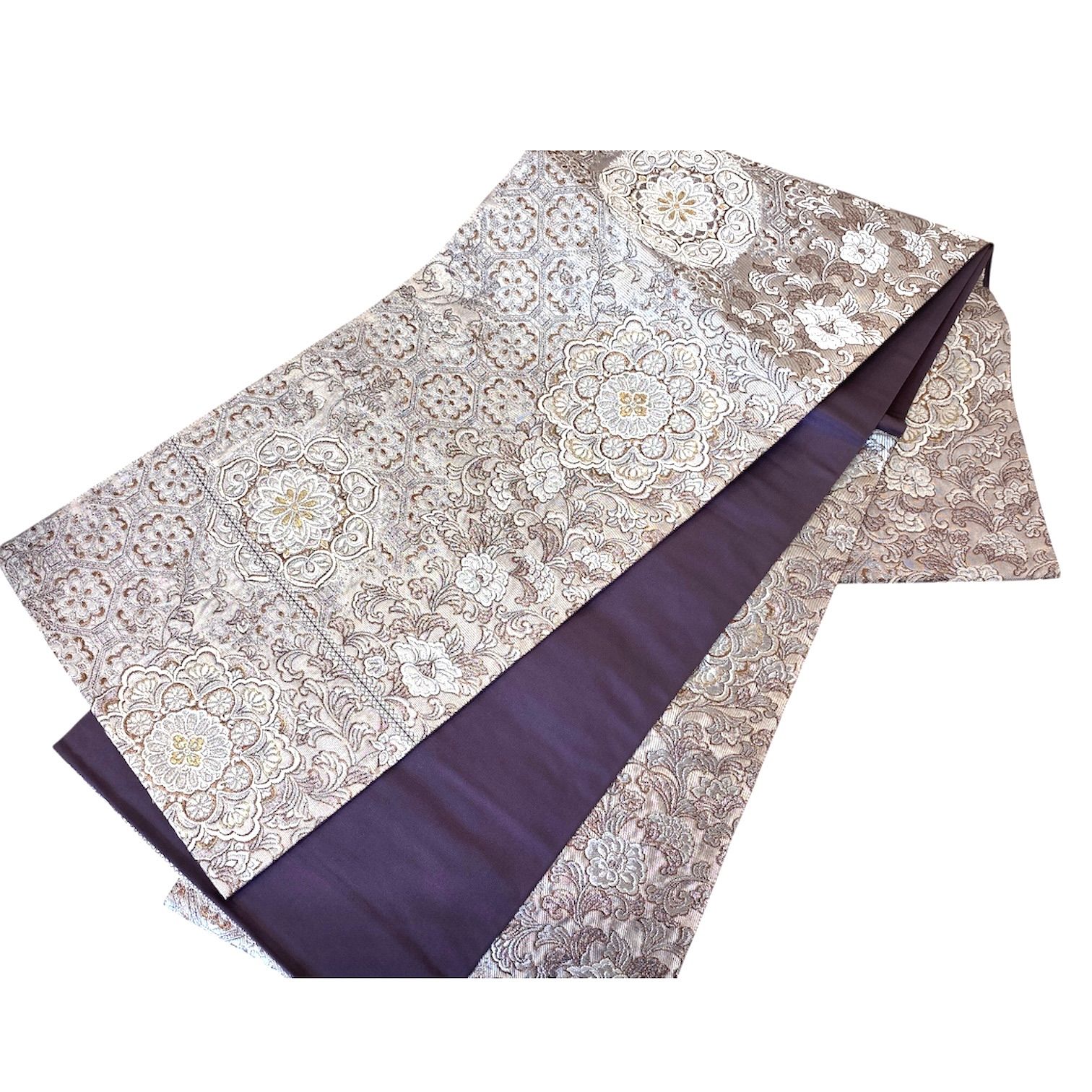 美品 逸品 粋 唐織 本金象厳重ね箔 正絹 袋帯 O0985