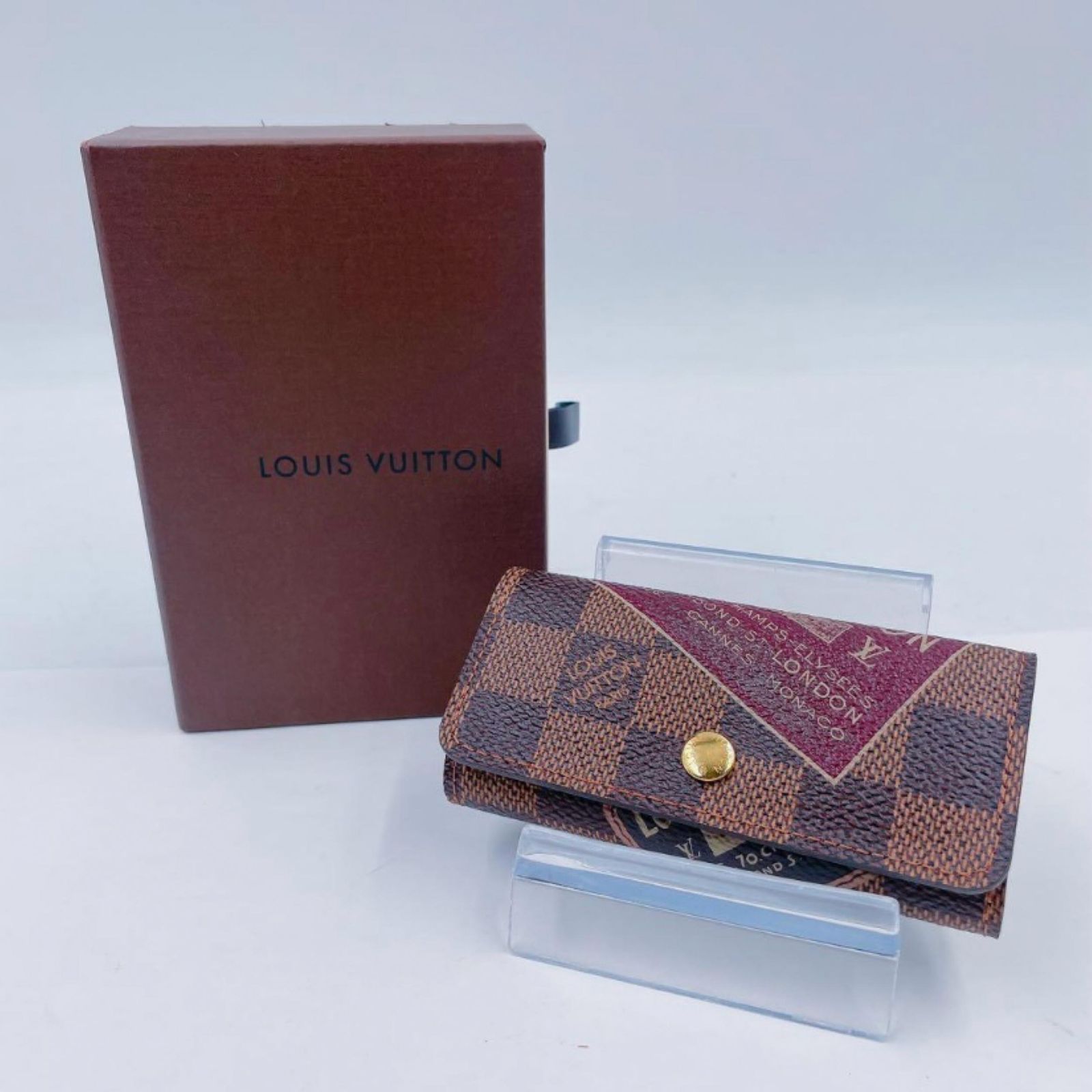Louis Vuitton ルイヴィトン ダミエ ラベル ミュルティクレ4 N63082 キーケース ユニセックス レザー ブラウン ルイヴィトン刻印有 新古品