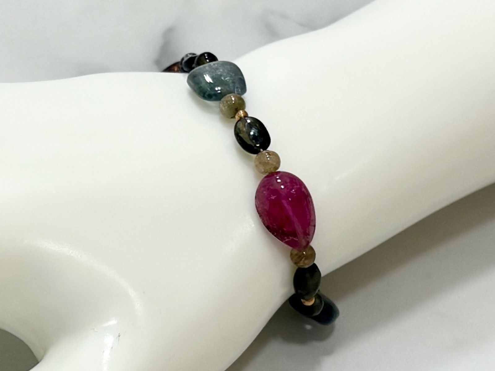 K18金具 マルチカラー トルマリン ブレスレット 10g - メルカリ