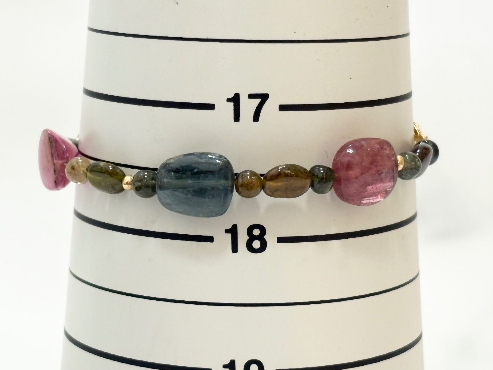 トルマリン　ブレスレット K18 K18金具 マルチカラー トルマリン ブレスレット 10g - メルカリ