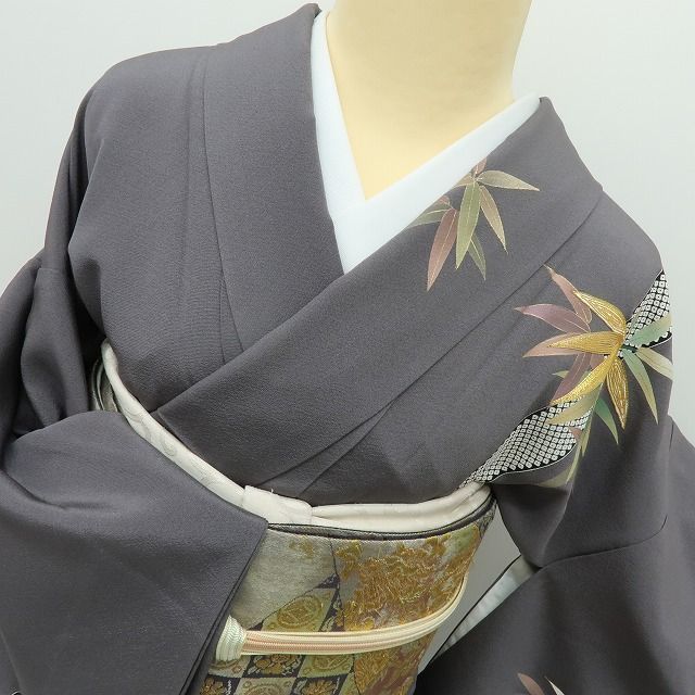  六花-RIKKA- 正絹 金駒刺繡 竹 訪問着 着物 A 3918 訪問着 付け下げ 着物
