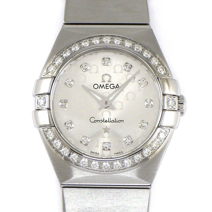 オメガ OMEGA 腕時計 コンステレーション 123.15.24.60.52.001 夜光針 12ポイント ダイヤインデックス ダイヤベゼル ロゴマーク サンレイ シルバー文字盤 SS クオーツアナログ 箱 保付き