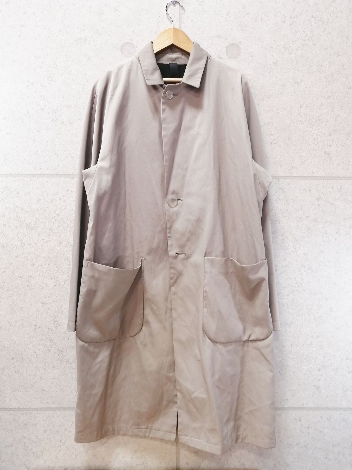 Hevo イーヴォ ステン コート 長袖 ひざ丈 無地 ポケット ベージュ系 カーキ系 48サイズ
