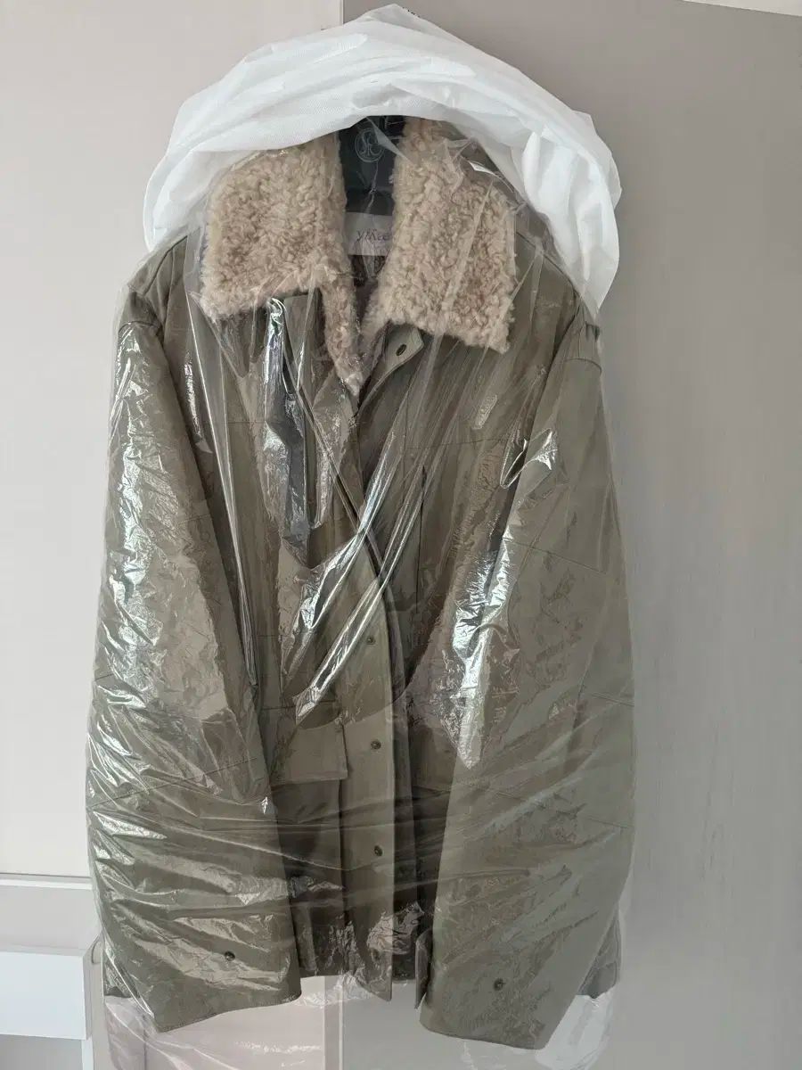 L yiyae イーエ シャーリング ウォーク コート ジャケット フェイド グリーン