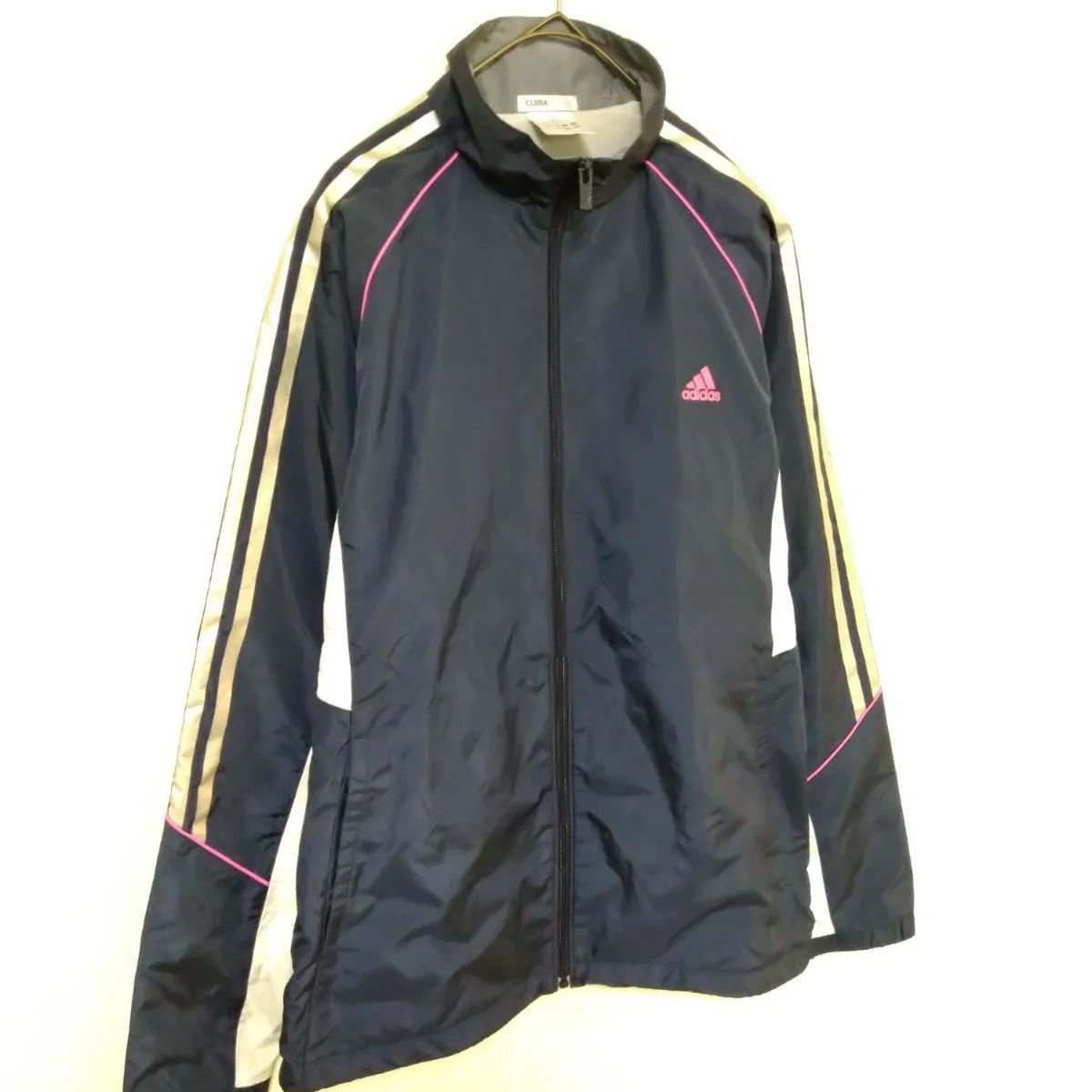 アディダス adidas ナイロンジャケット レディースL 美品 ネイビー色