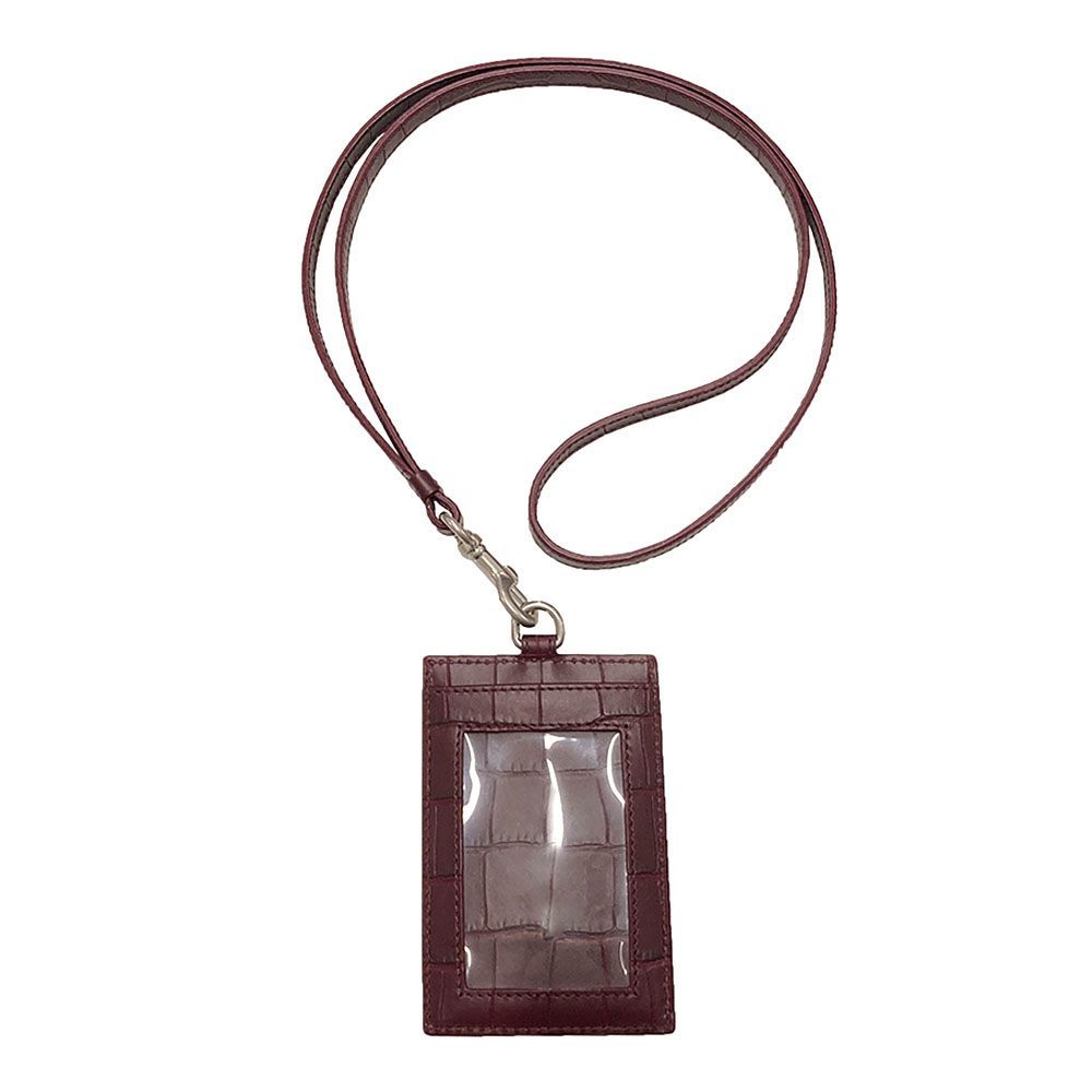 バレンシアガ 715461 1 ROP 3 6590 ネックストラップ付き カードホルダー カードケース パスケース クロコ型押し ユニセックス