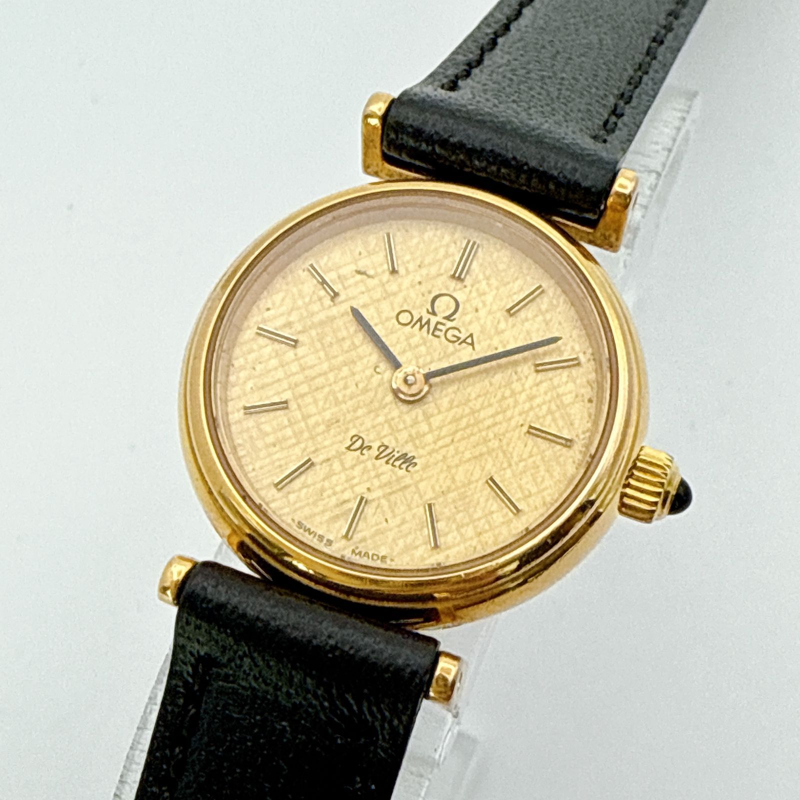 A083 アンティーク ベルト OMEGA De Ville オメガ デビル 手巻き機械式 ゴールドカラー ラウンドケース レディースウォッチ