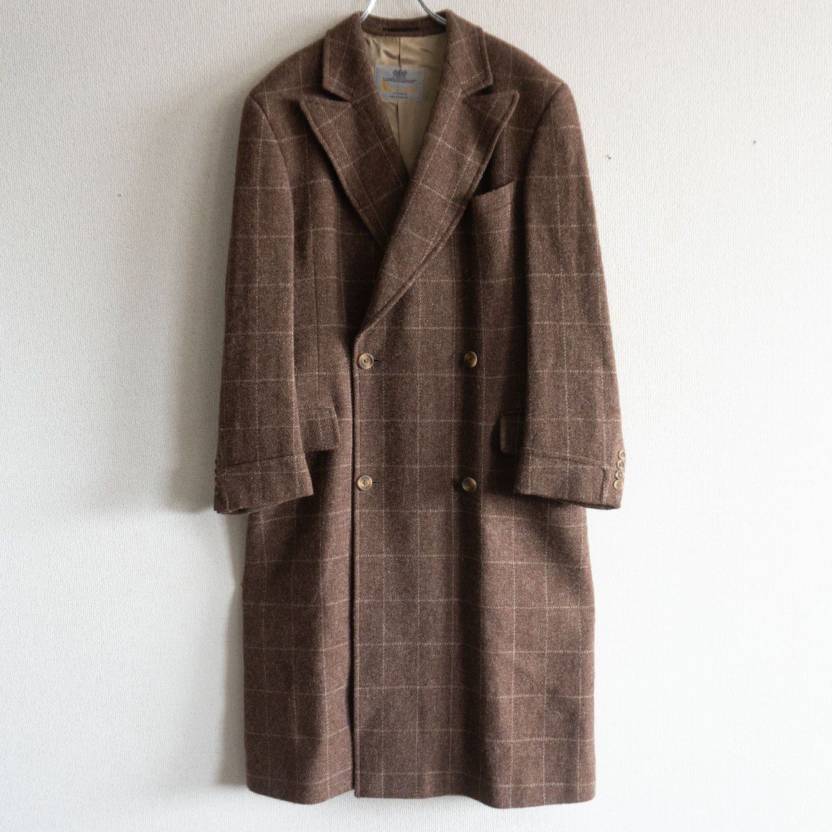 80s~90s AQUASCUTUM ツイード ダブル コート REG 38 イングランド製 アクアスキュータム 25110087