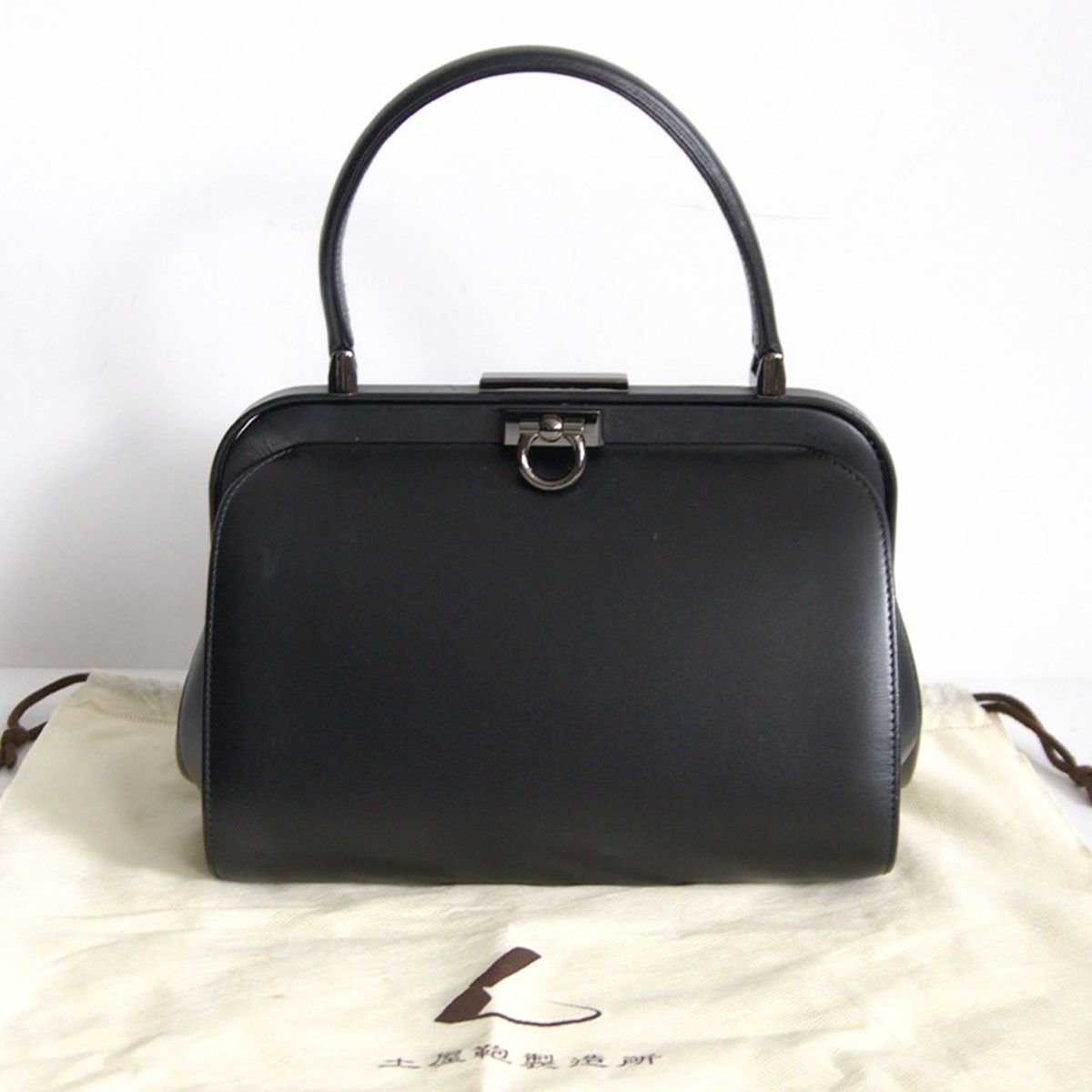 美品】 土屋鞄 【フォーマル バッグ】 ブラック レザー ハンド バッグ