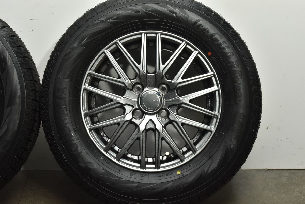  製 超バリ溝 GRASS 14 in 5 J 35 PCD 100 ヨコハマ アイスガード iG 70 185 R GB 3 フリード フィット E 12 ノート 14インチ タイヤ ホイールセット