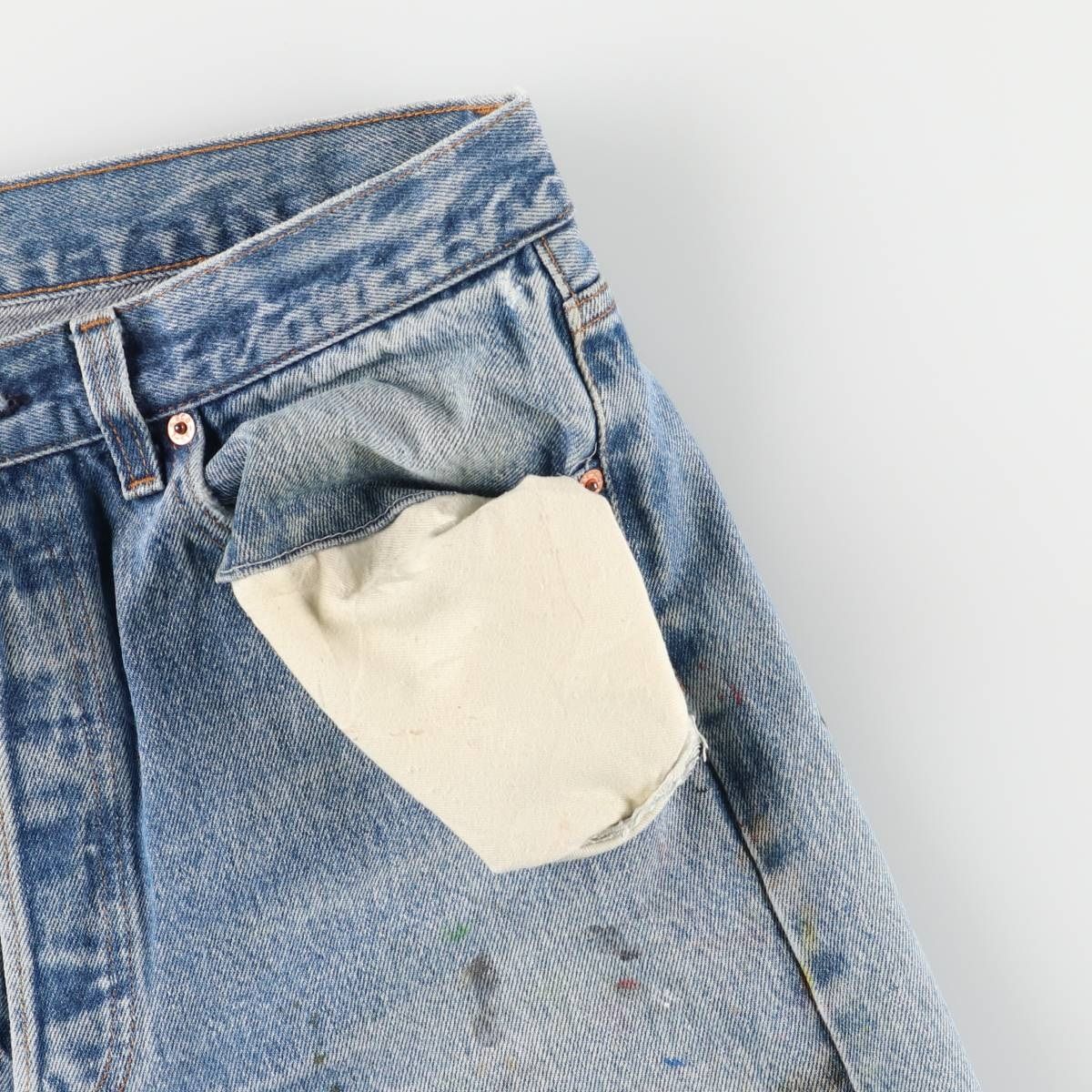 ペンキ ストレートデニムパンツ