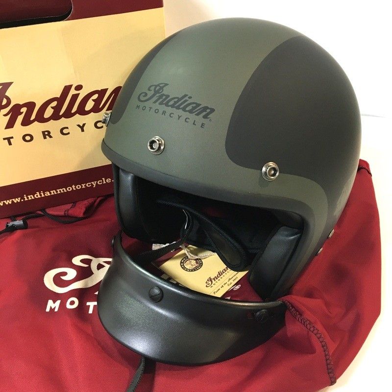 INDIAN RETRO インディアンレトロ ジェットヘルメット 除菌消臭済 Mサイズ グリーン ブラック オートバイ ツーリング ライディング バイカー バイク用品 TA3602