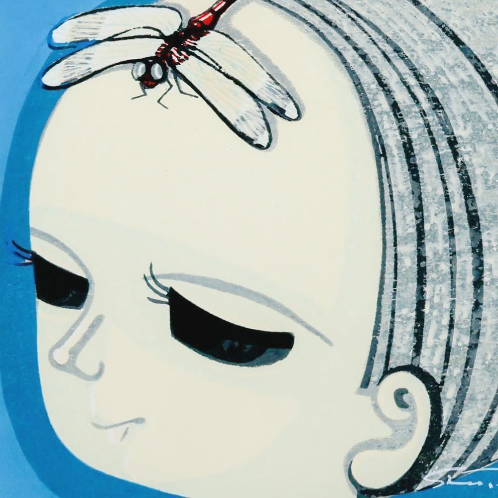 真作】【WISH】池田修三「とんぼ」木版画 1974年作 直筆サイン 〇人気