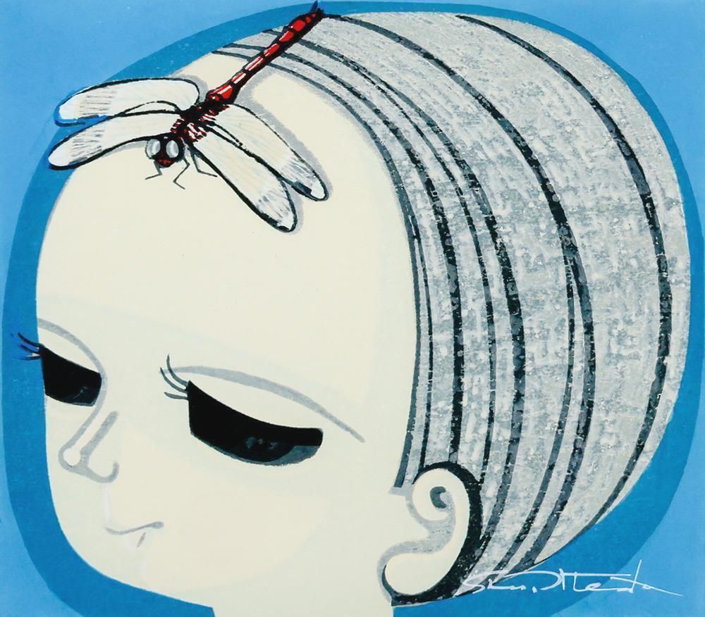 真作】【WISH】池田修三「とんぼ」木版画 1974年作 直筆サイン