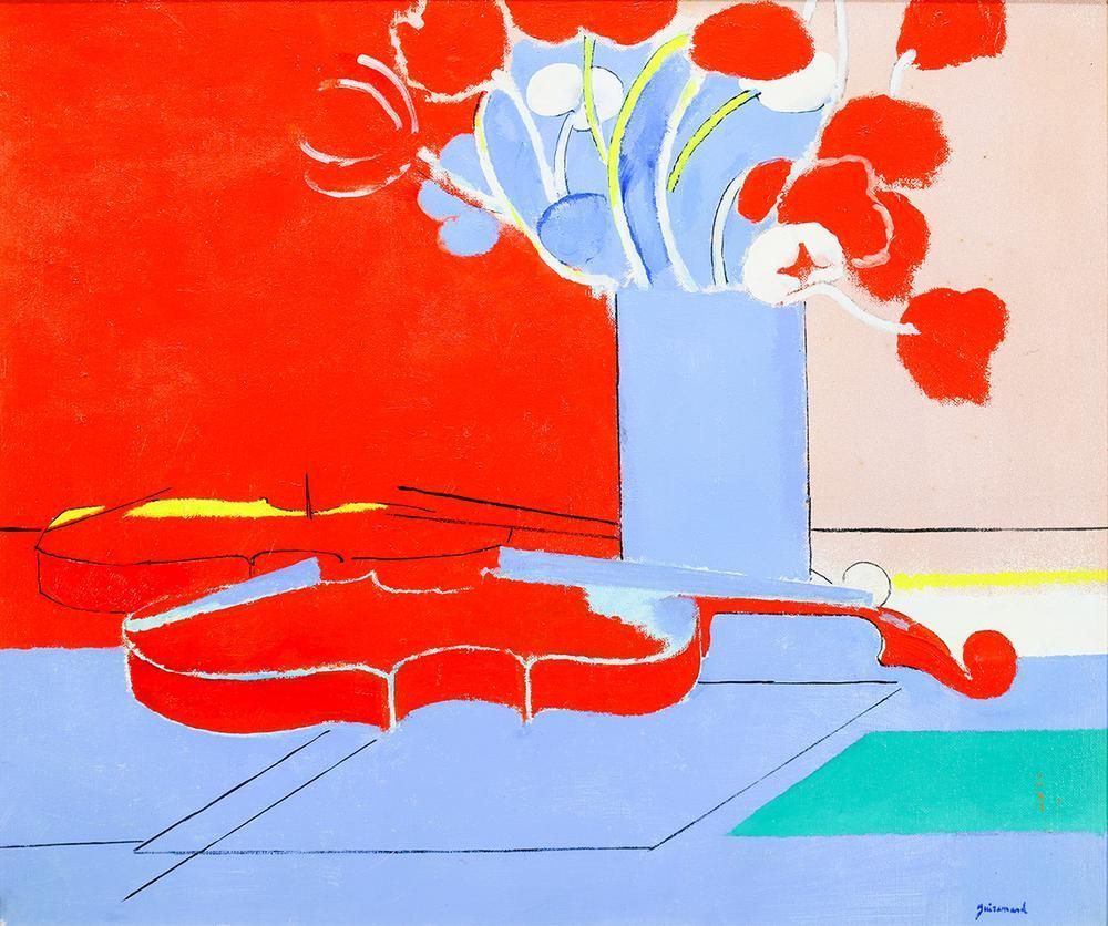 真作】【WISH】ポール・ギヤマン Paul Guiramand「ヴァイオリンのある