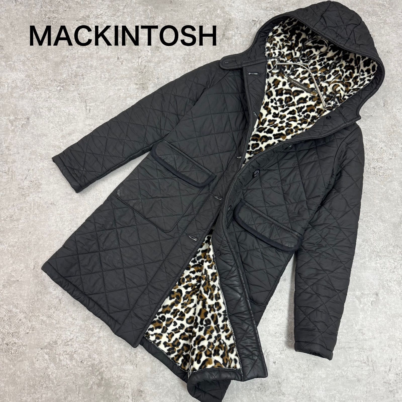 MACINTOSH マッキントッシュ キルティングコート レオパード ブラック 34 豹柄 ヒョウ柄