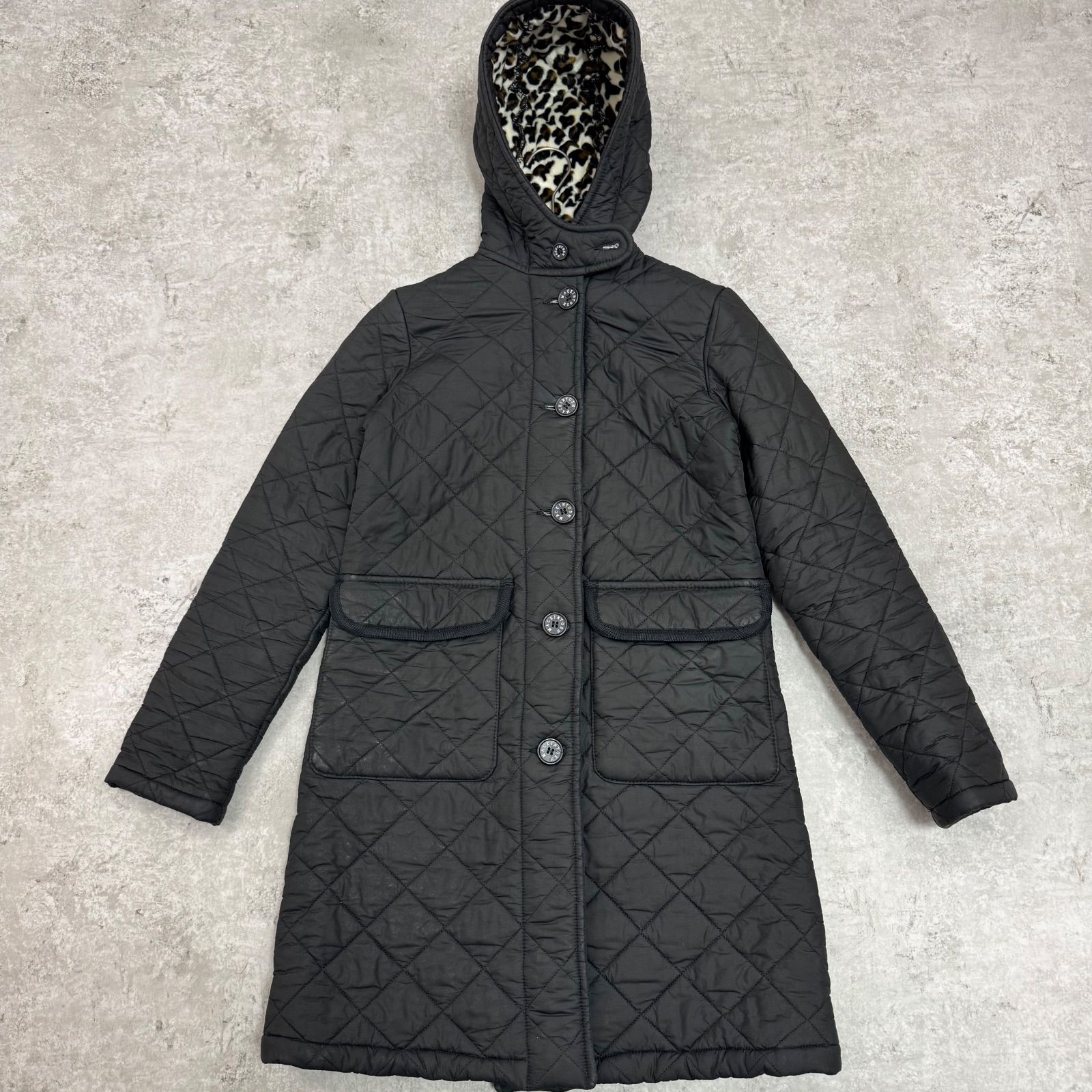 MACINTOSH マッキントッシュ キルティングコート レオパード ブラック 34 豹柄 ヒョウ柄