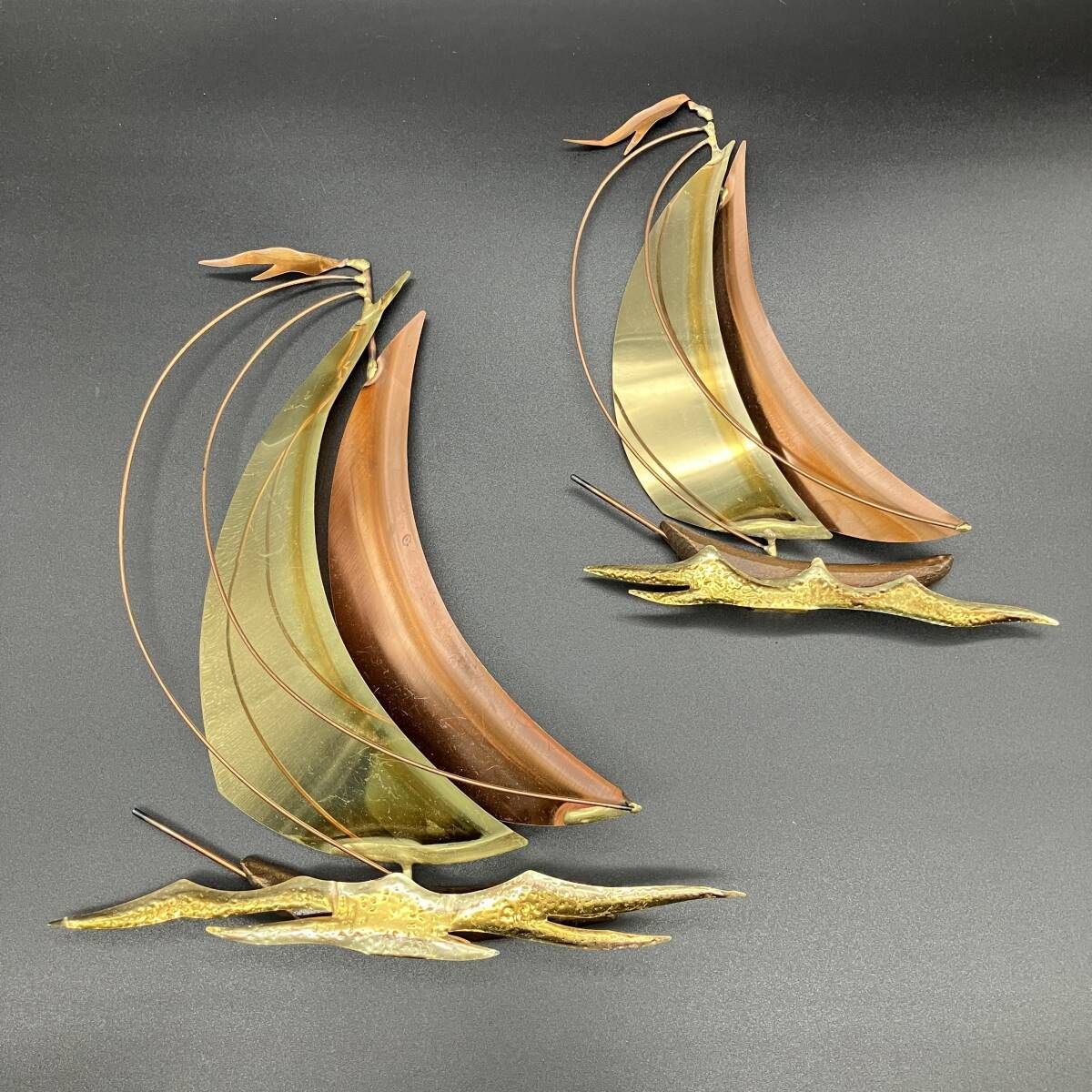 ウォールデコ セイルボート ヨット ビンテージ 60年代 ウォールスカルプチャー 壁掛け ペア ミッドセンチュリー 輸入雑貨 アメリカ POP_25D