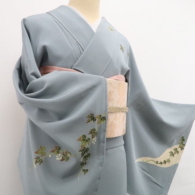 ❁tomihisa❁新品 本加賀友禅 金丸修一 落款 着物 正絹 仕付け糸付”本