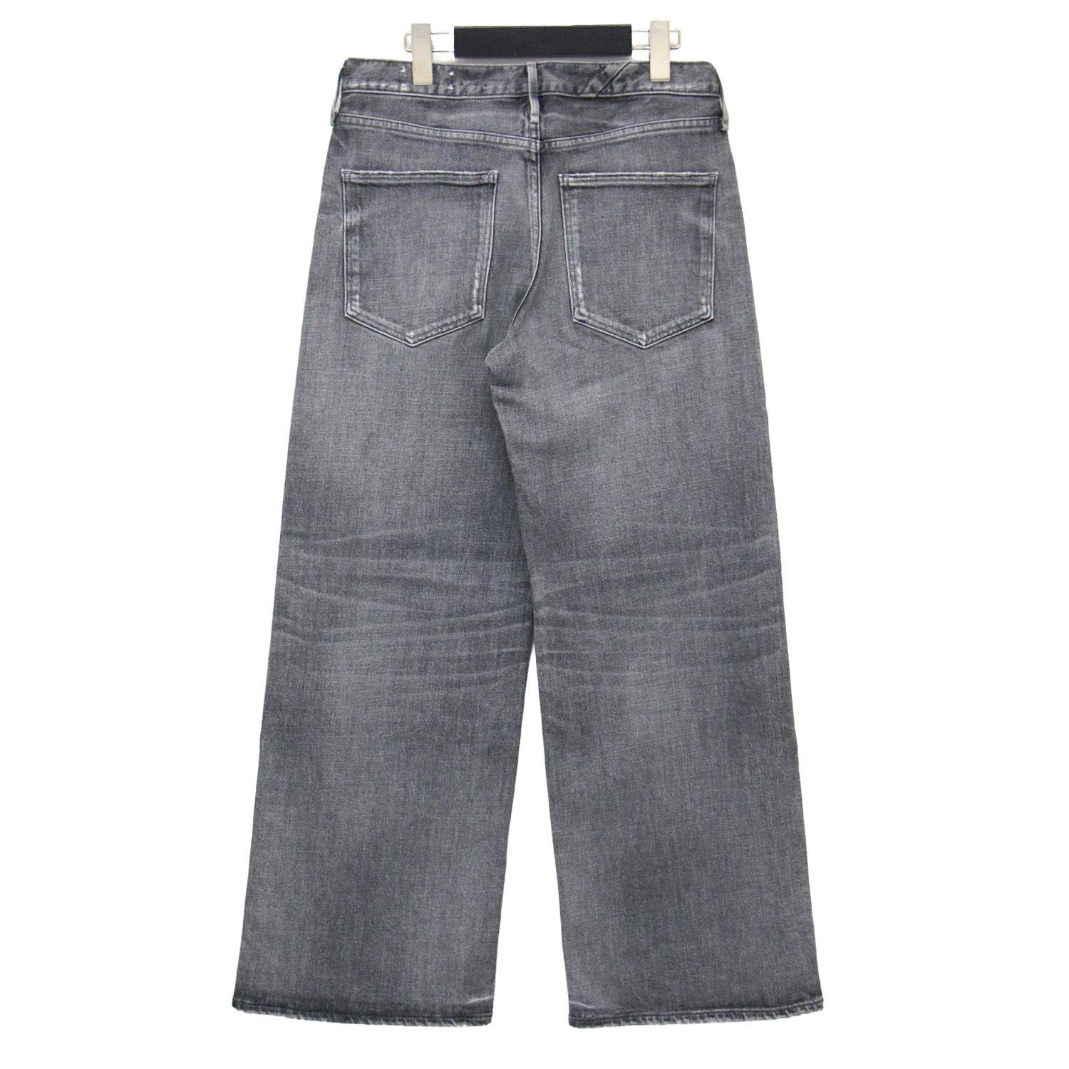 upper hights アッパー ハイツ パンツ ブラック 黒 サイズ 23 S | ワイド デニムパンツ | THE ROBIN | ブーツカット 5ポケット ダメージ加工 ストレッチ コットン | ボトムス ジーンズ ジーパン レディース