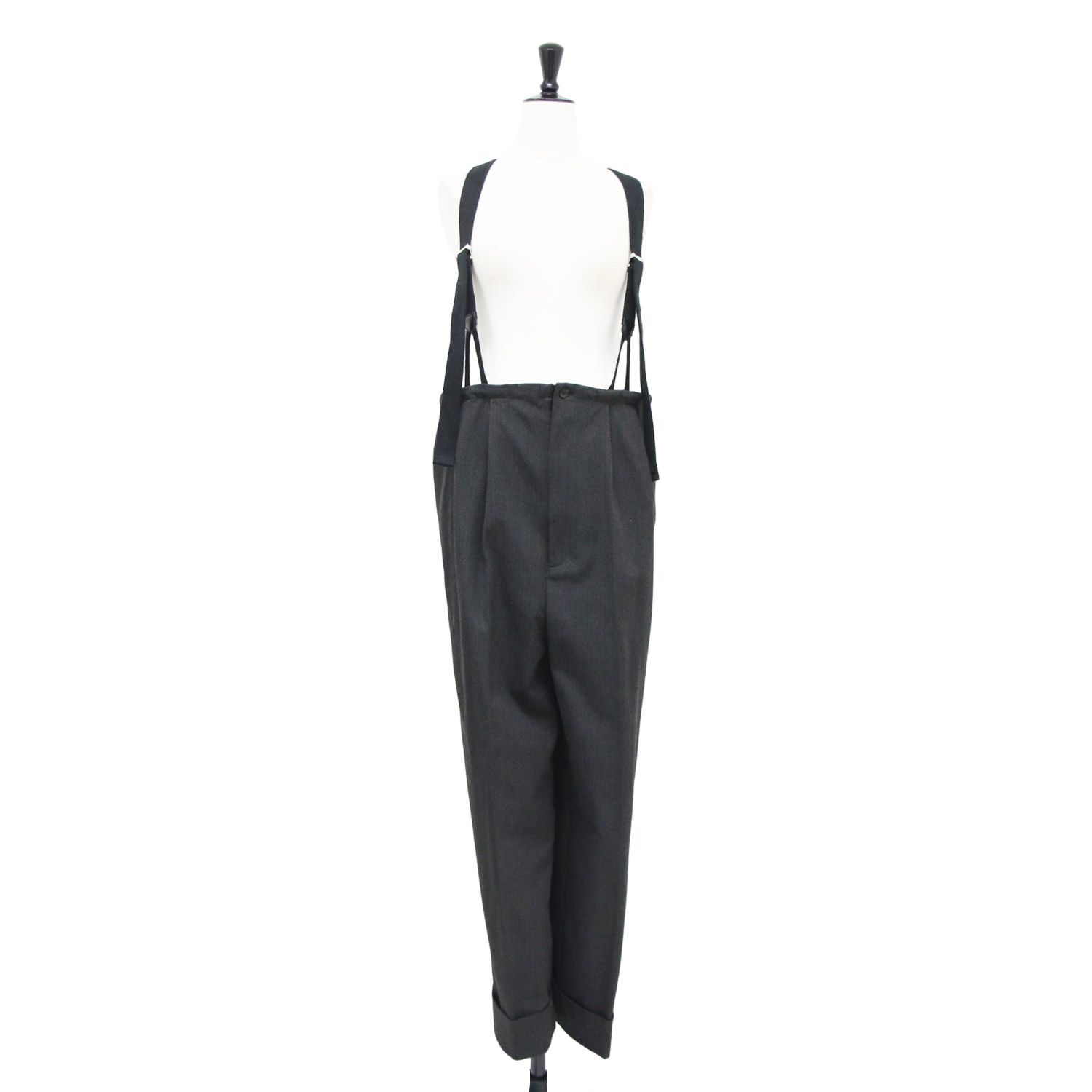 TODAYFUL トゥデイフル パンツ グレー サイズ 38 M | 23秋冬 サスペンダー ハイウエスト パンツ | Suspenders Highwaist Pants | テーパード タック ヘリンボーン | ボトムス レディース