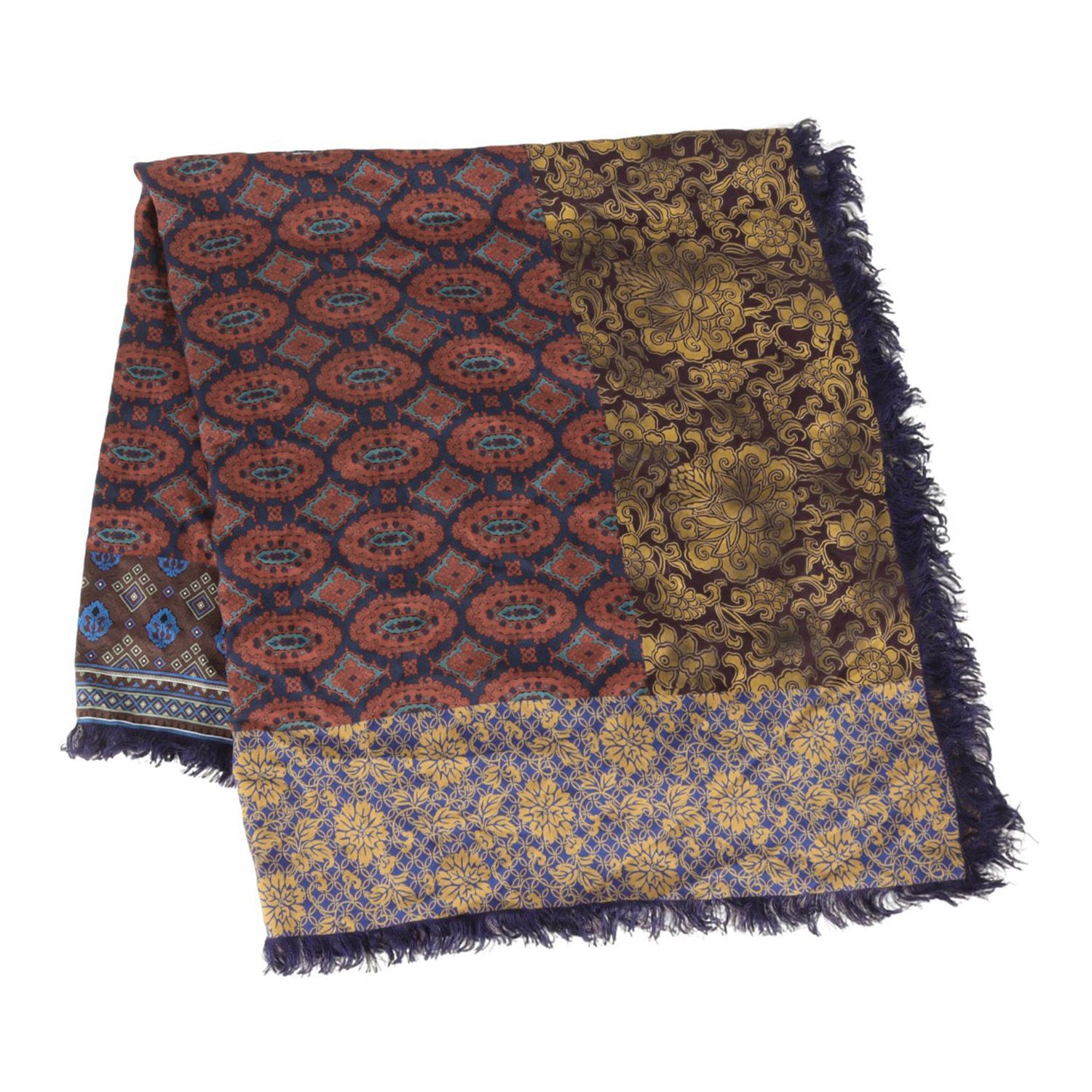 Pierre-Louis Mascia ピエール ルイ マシア スカーフ | ペイズリー柄 シルク スカーフ | ストール | フリンジ | ネイビー系 紺 | イタリア製 ブランド ファッション アイテム 小物 レディース