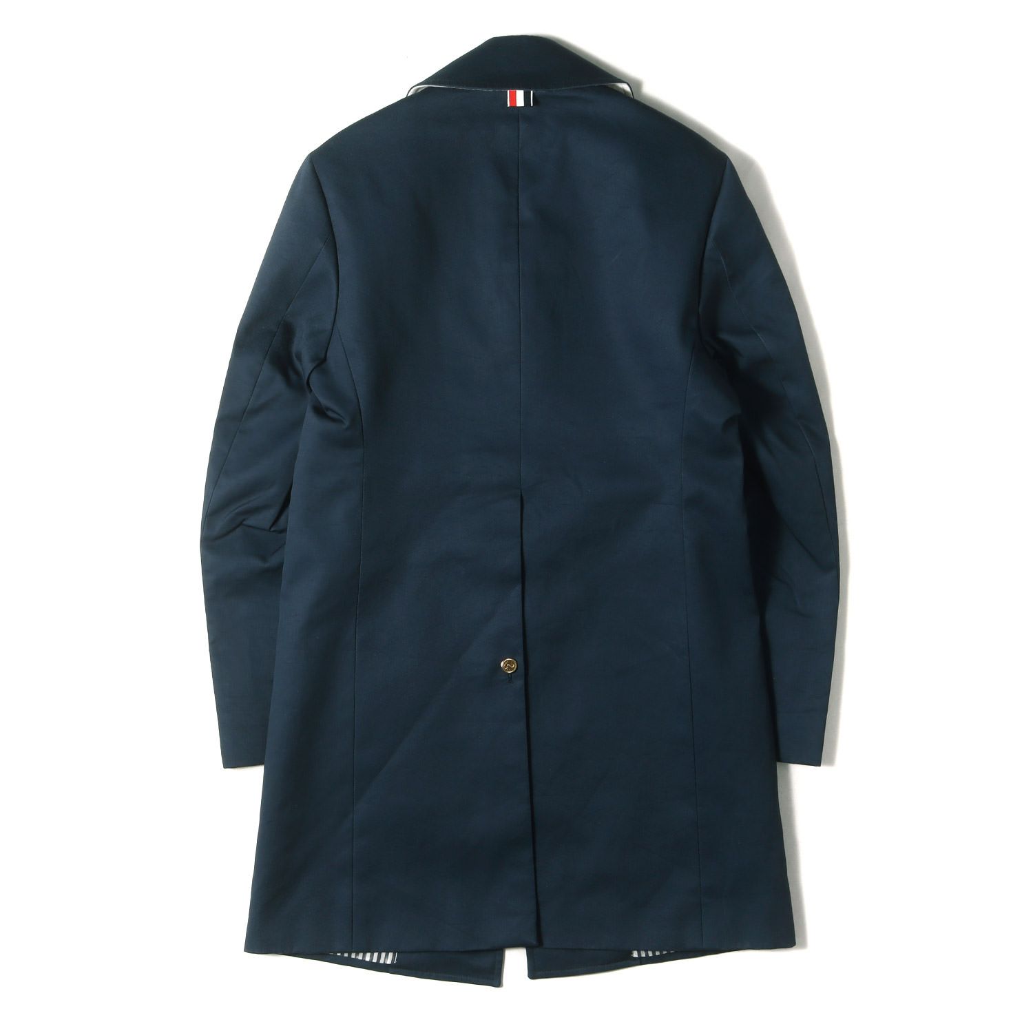 THOM BROWNE トムブラウン コート ネイビー 紺 サイズ 00 | グログランテープ付き 金ボタン マッキントッシュ バルカラー オーバーコート | MOC001A 00249415 | イタリア製 | アウター ジャケット 上着 メンズ