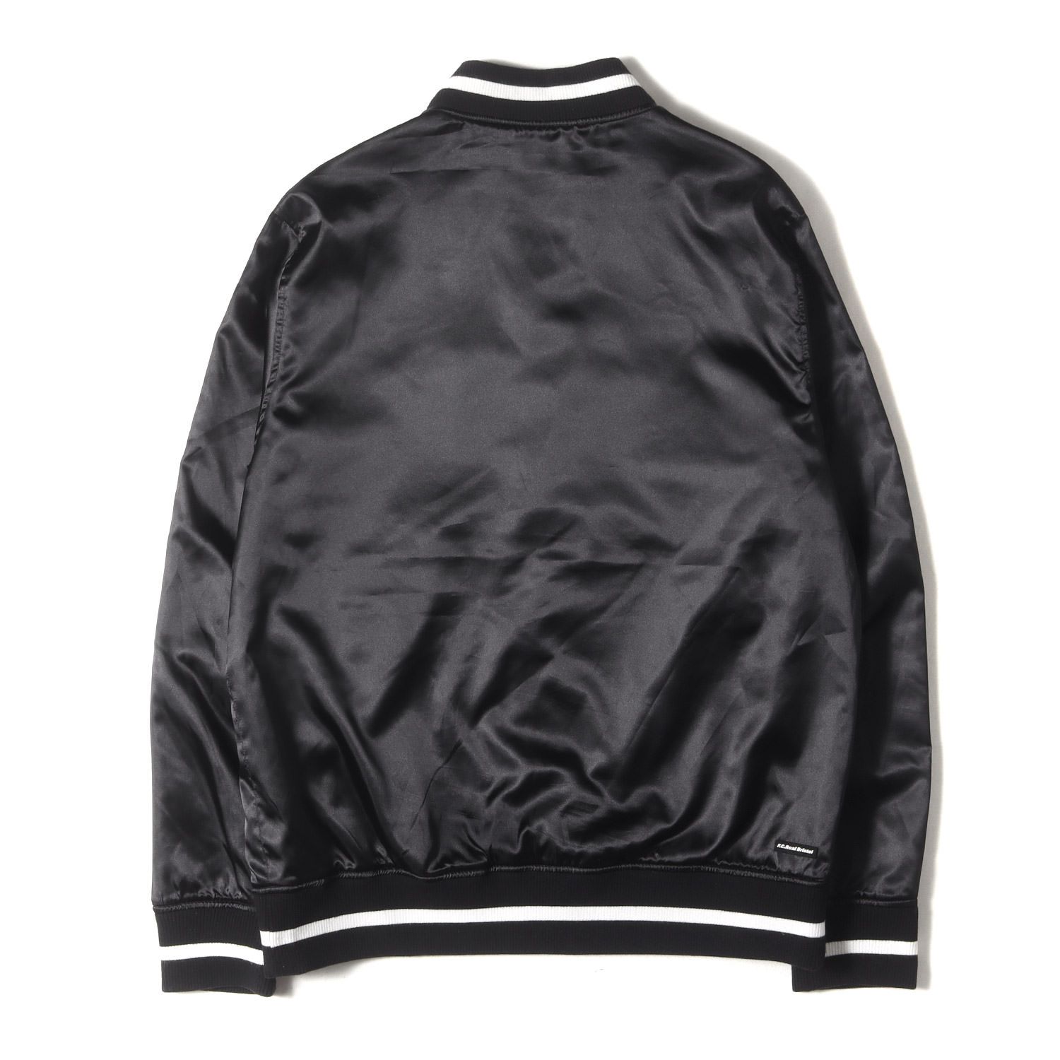 F.C.Real Bristol エフシー ルブリストル ジャケット ブラック グレー サイズ L | リバーシブル ロゴパッチ サテン スタジャン REVERSIBLE STADIUM JACKET | 日本製 | アウター メンズ