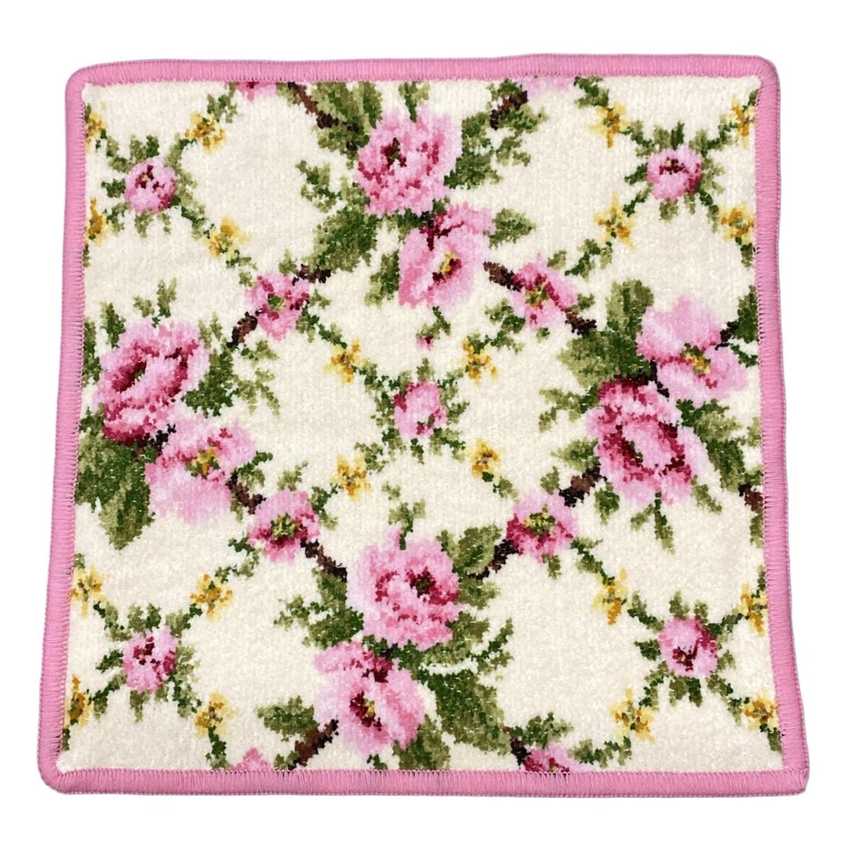 FEILER フェイラー 小物 - アイボリー×ライトピンク×マルチ ハンドタオル|花柄|チェック柄 コットン