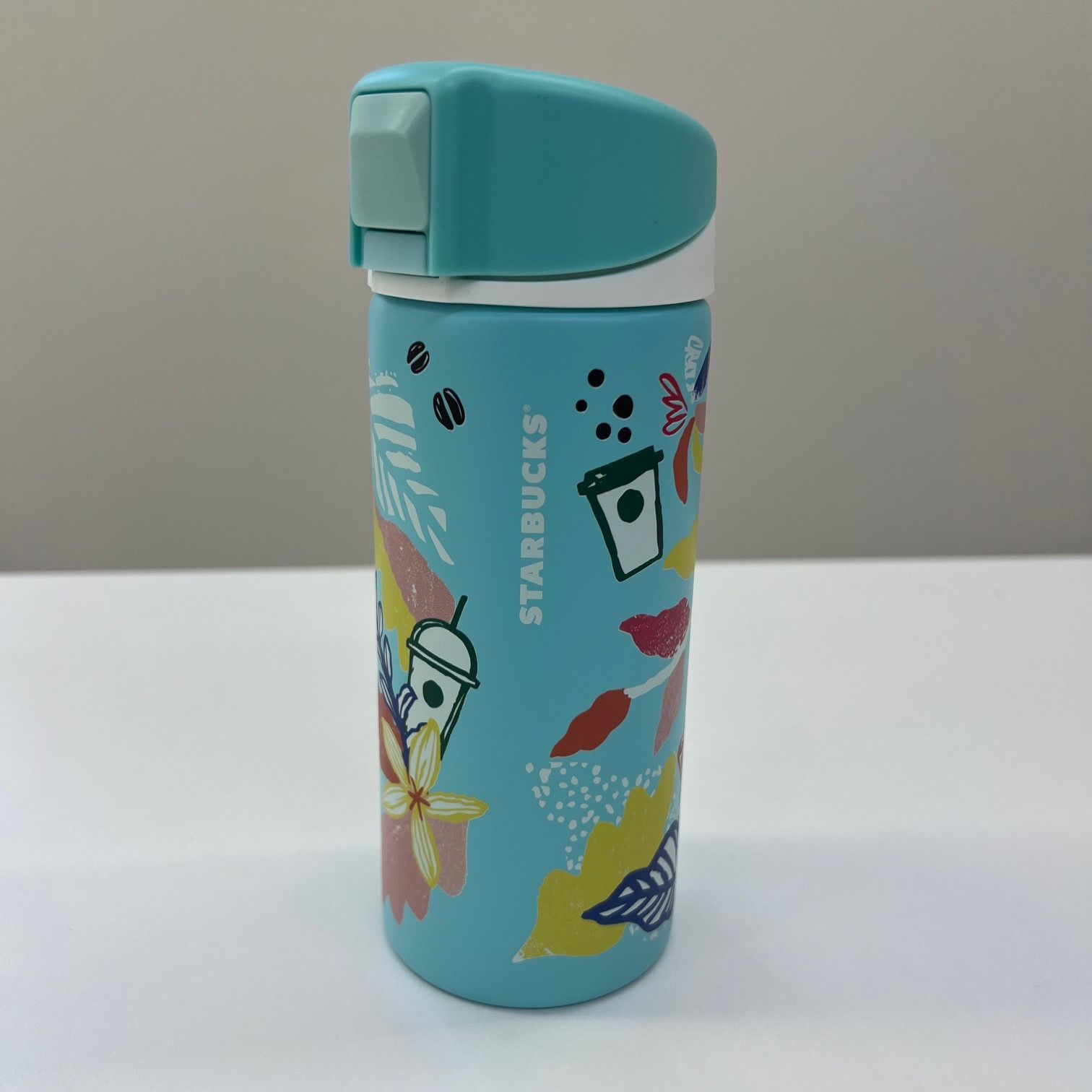 新品・未使用品】スターバックス ステンレスボトル 水色の花柄デザイン 