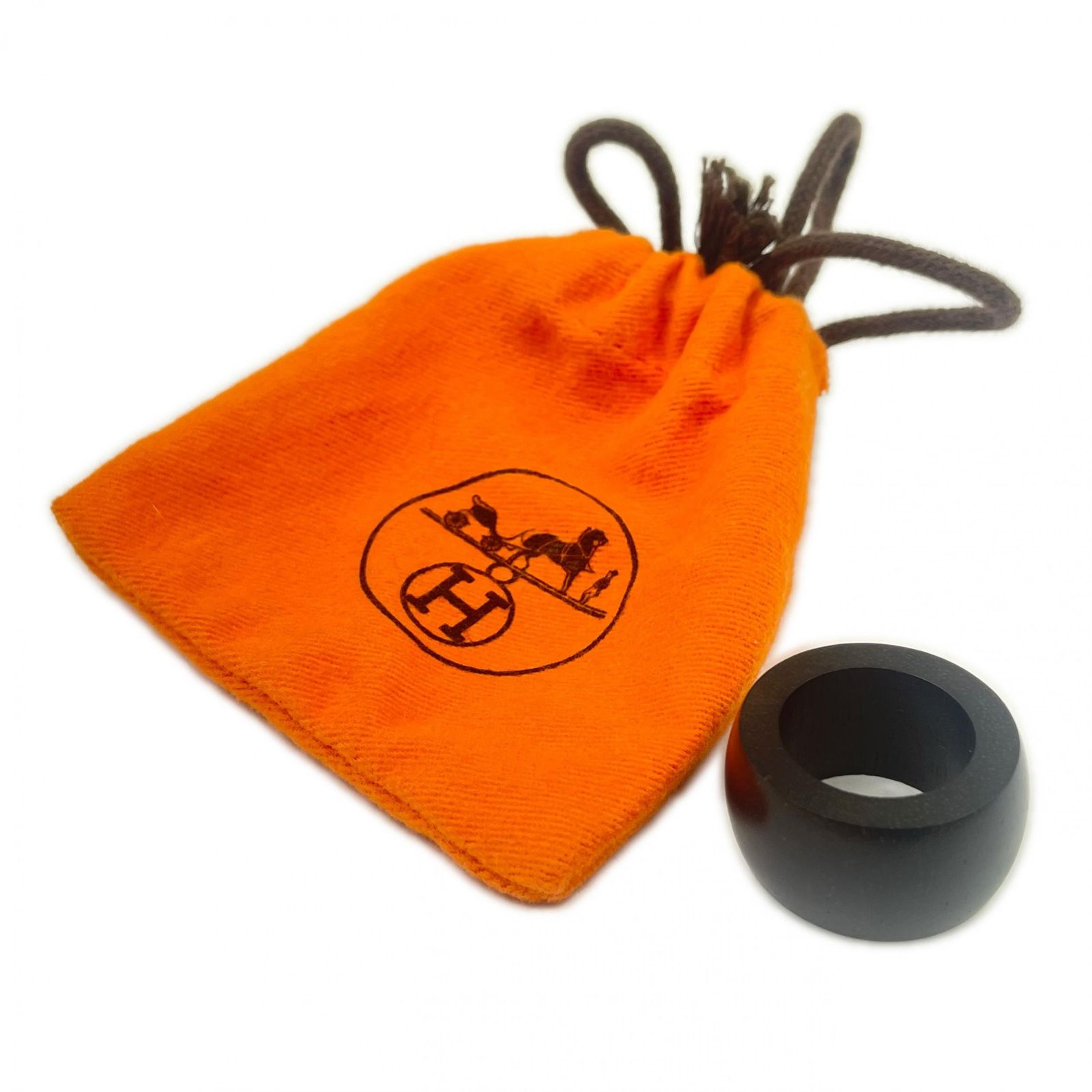 HERMES エルメス スカーフアクセサリー ウッドリングその他アクセサリー レディース ウッド ブラック ブラック エルメス刻印有