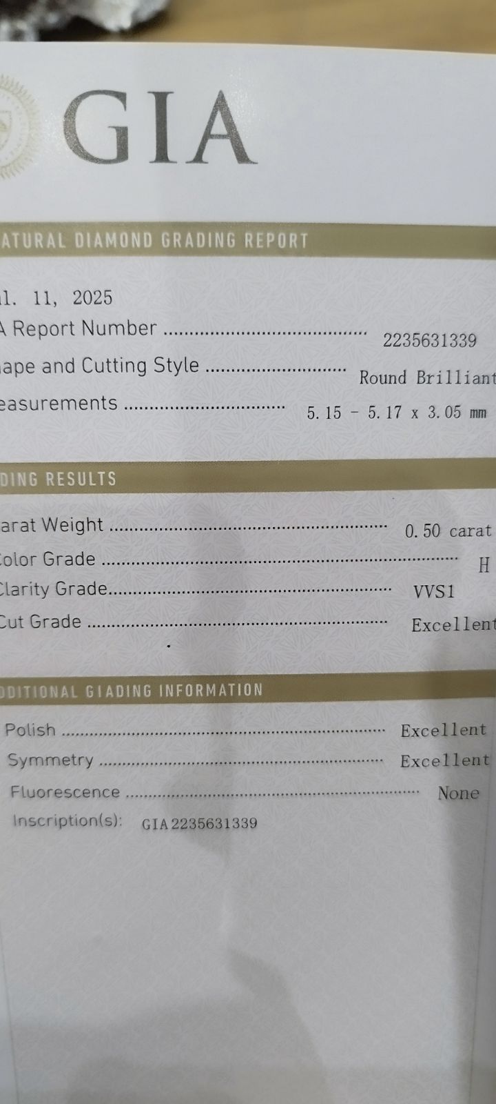 J15 参考価格320000円 GIA鑑定書付き pt950 0.50ct CTF刻印あり ダイヤモンドリング クラリティ VVS1 カラー H 周大福ブランド 指輪