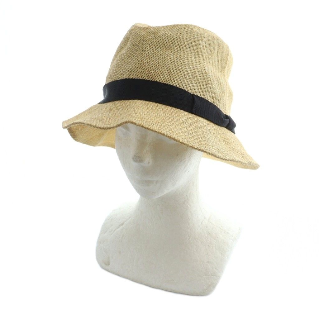 キジマタカユキ KIJIMA TAKAYUKI ストロー ハット 麦わら帽子 ロゴ 1 茶 ブラウン GY19 |MQ