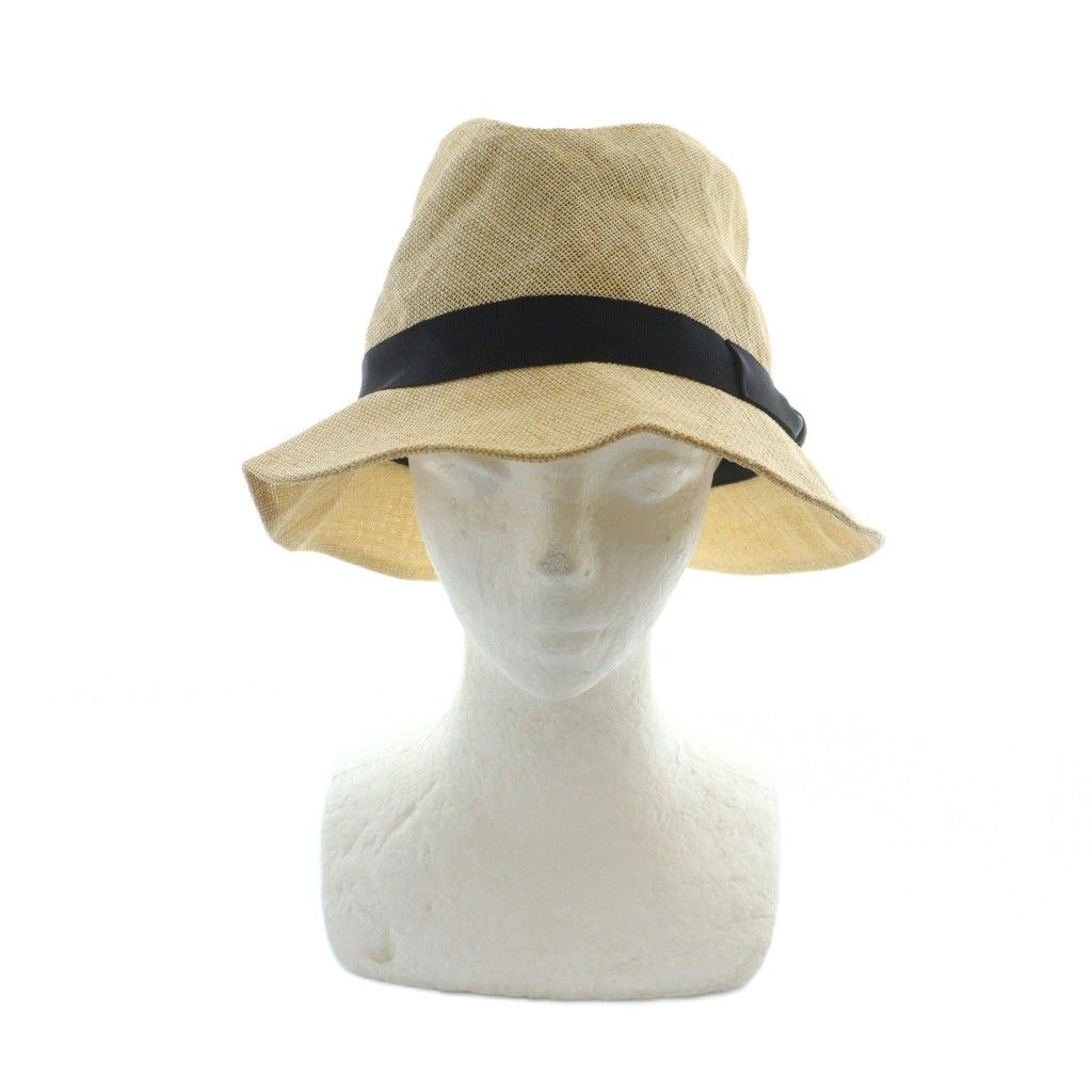 キジマタカユキ KIJIMA TAKAYUKI ストロー ハット 麦わら帽子 ロゴ 1 茶 ブラウン GY19 |MQ