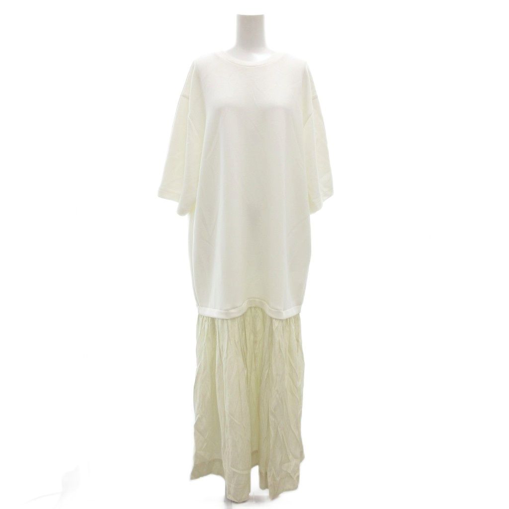 マノフ MANOF ドッキングワンピース 半袖 ロング 切替 サンプル品 白 ホワイト ベージュ |GV GY 99