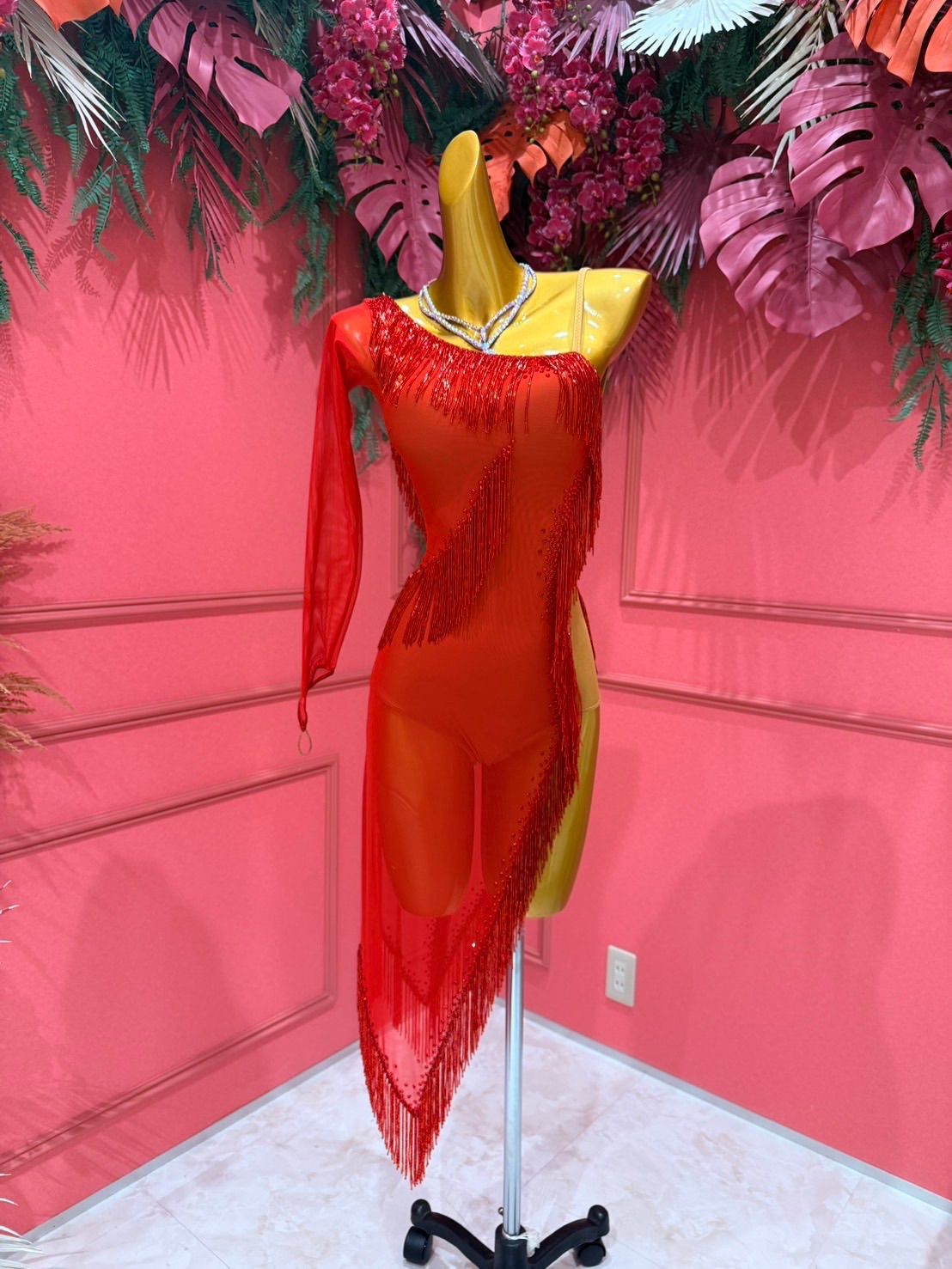 社交ダンス gentil ジャンティ GH ラテンドレス 赤 レッド サイズS 242209092