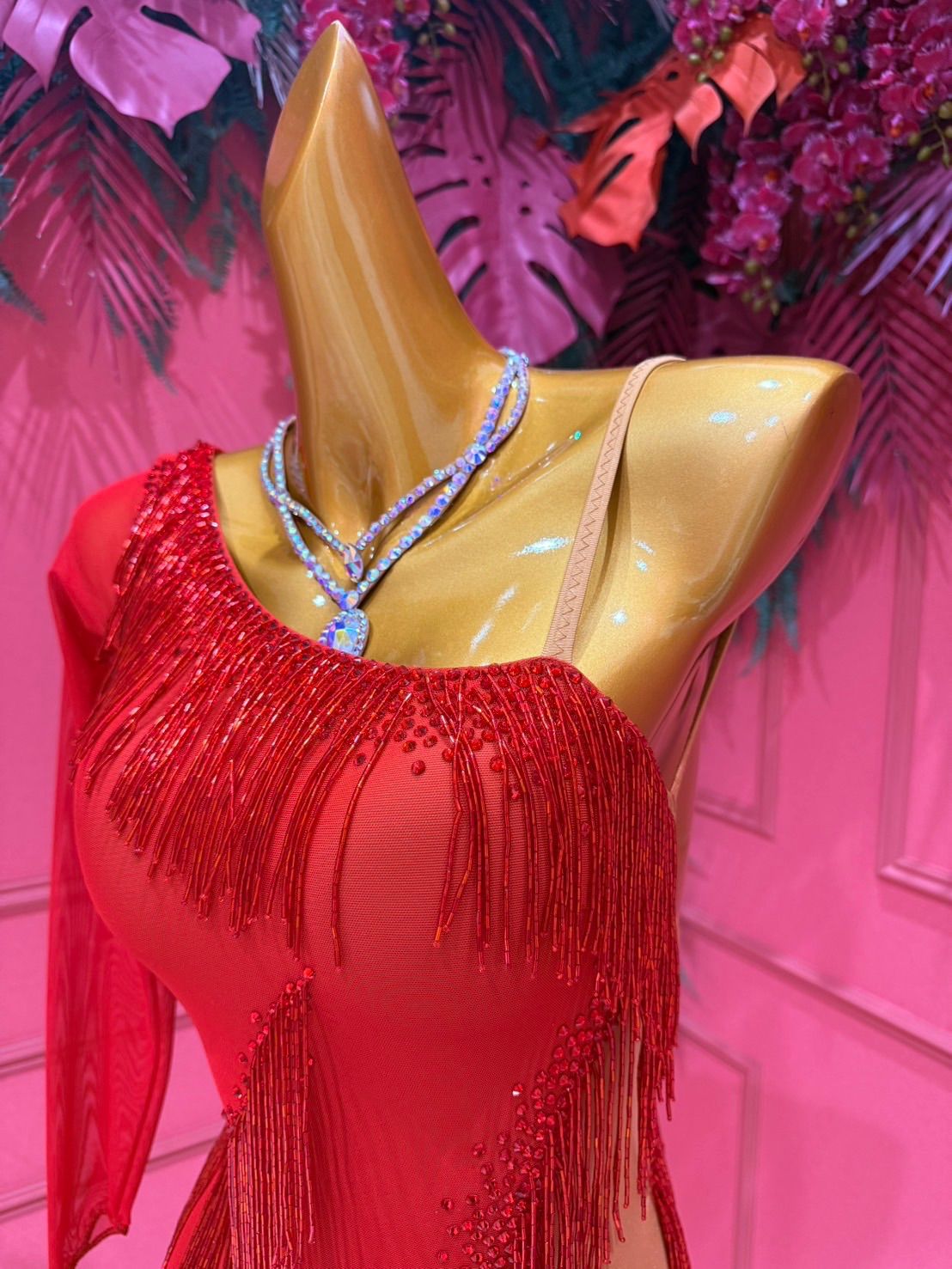 社交ダンス gentil ジャンティ GH ラテンドレス 赤 レッド サイズS 242209092