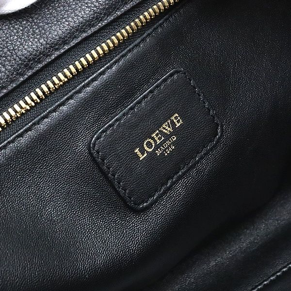 広尾店 ロエベ Loewe アマソナ35 アナグラム ミニボストンバッグ レザー ブラック G金具 17569
