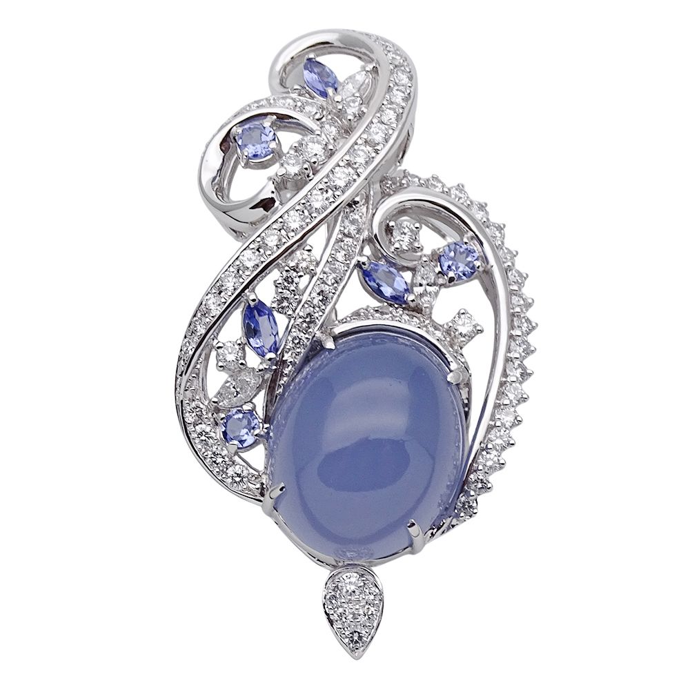 クリスティーナハン Christina Han ブローチ レディース ブランド ペンダントトップ PT900 クォーツ 16.80 タンザナイト 0.72 ダイヤモンド D2.00 プラチナ 磨き済み