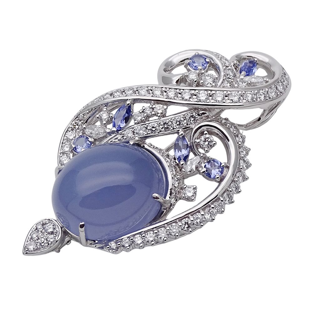 クリスティーナハン Christina Han ブローチ レディース ブランド ペンダントトップ PT900 クォーツ 16.80 タンザナイト 0.72 ダイヤモンド D2.00 プラチナ 磨き済み