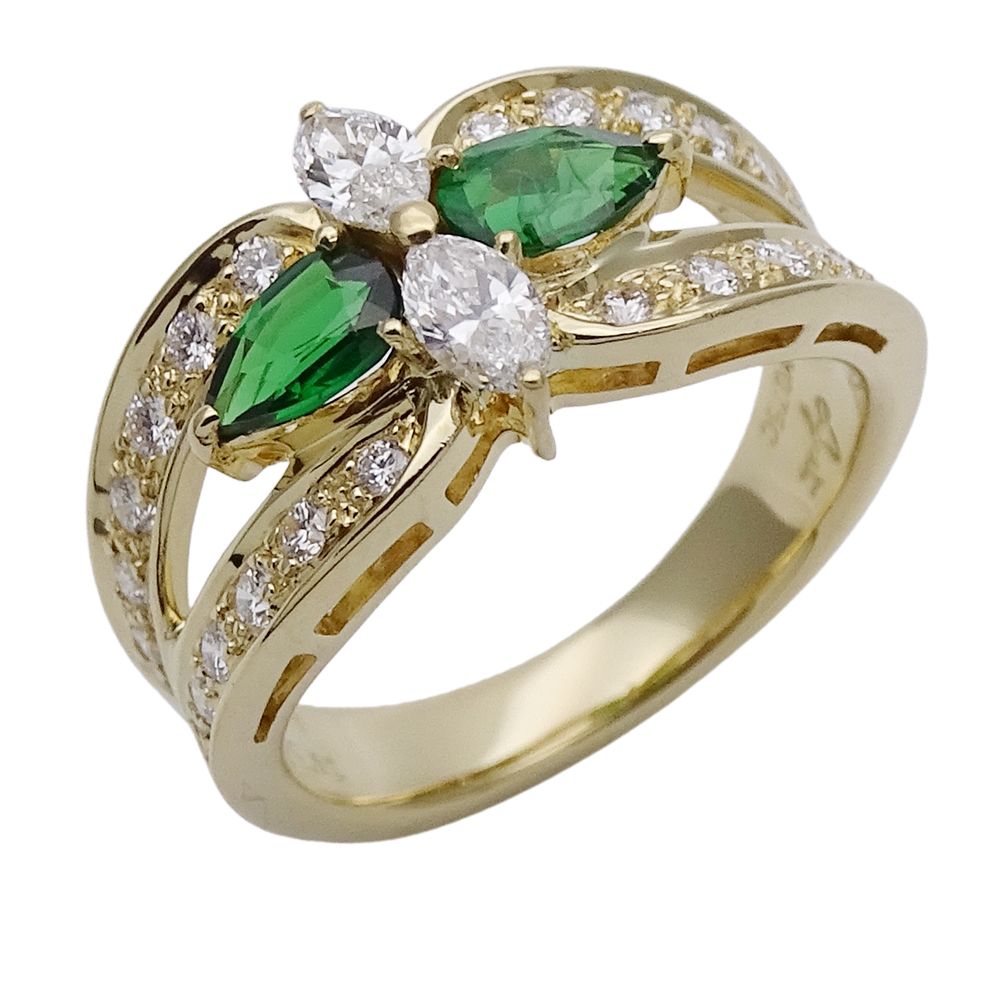 ジュネ Jeunet リング レディース ブランド 指輪 750YG ダイヤモンド グロシュラライトガーネット イエローゴールド 約10号 ジュエリー 磨き済み