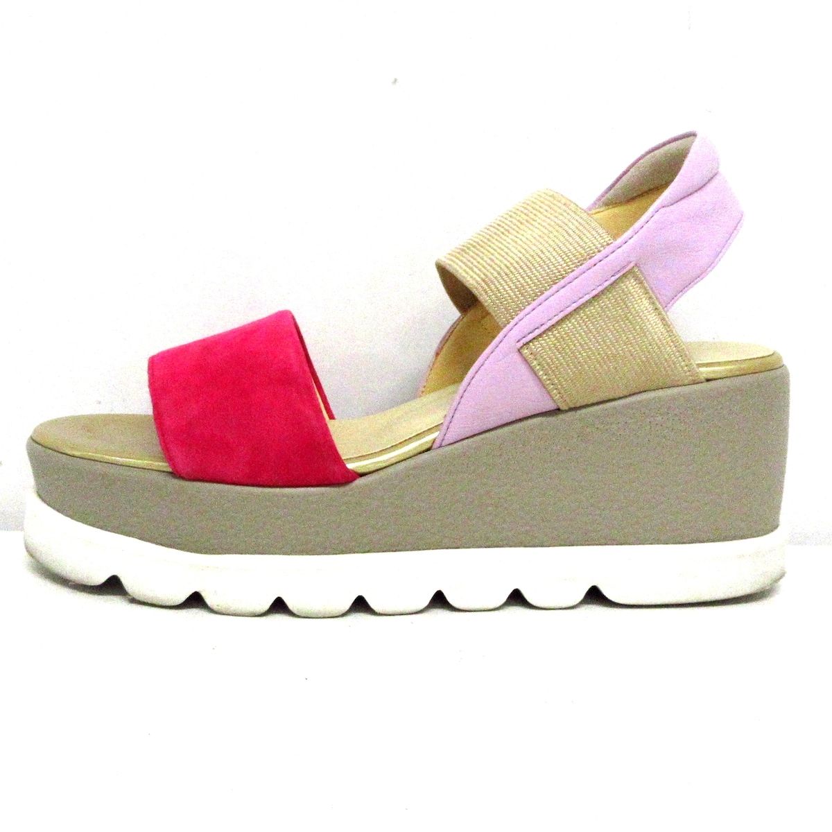 Hills Avenue 自由が丘 ヒルズ アベニュー サンダル レディース - ピンク×ゴールド×マルチ