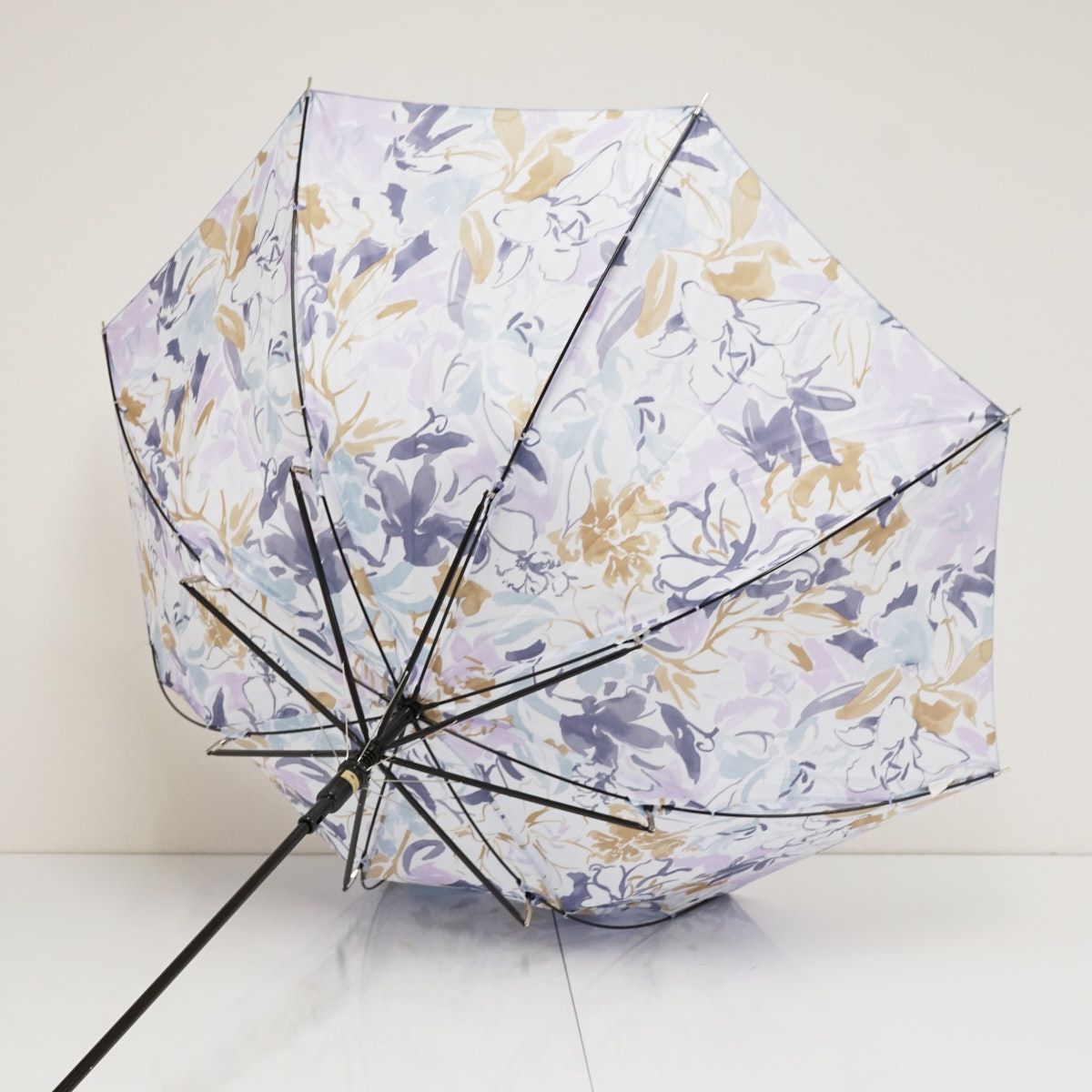 耐風傘 CHARLES JOURDAN シャルルジョルダン バックフラワー 水彩風 花柄 ジャンプ グラス骨 丈夫 60cm A3331