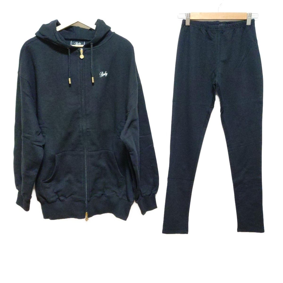 Rady レディ レディースパンツセットアップ レディース - 黒×白 刺繍|ウエストゴム|ジップアップ