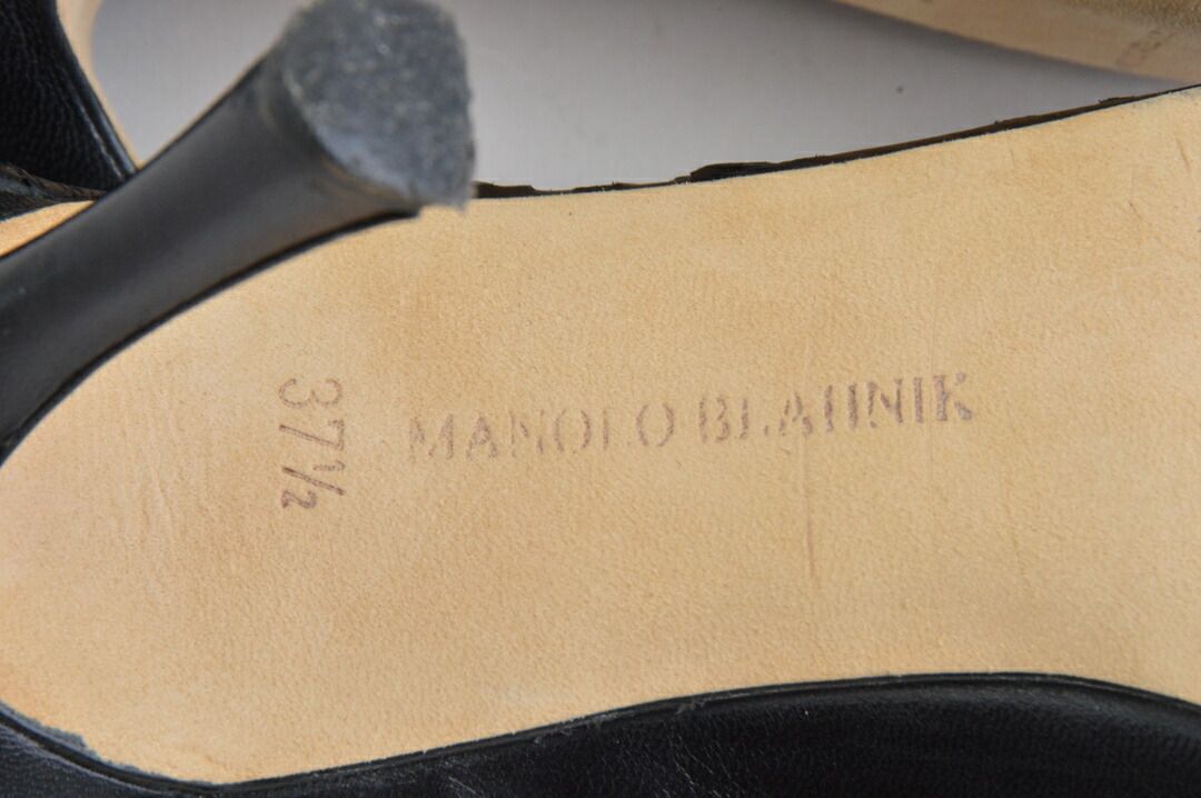  マノロブラニク Manolo Blahnik パンプス カットワーク オープントゥ 37 1| ブラック レディース F- ハイヒール パンプス パンプス