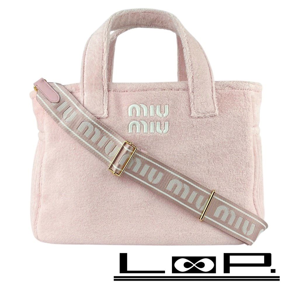 ミュウミュウ テリー クロス 2WAY ハンド ショルダー バッグ パイル地 ピンク 5BG236 463563 13