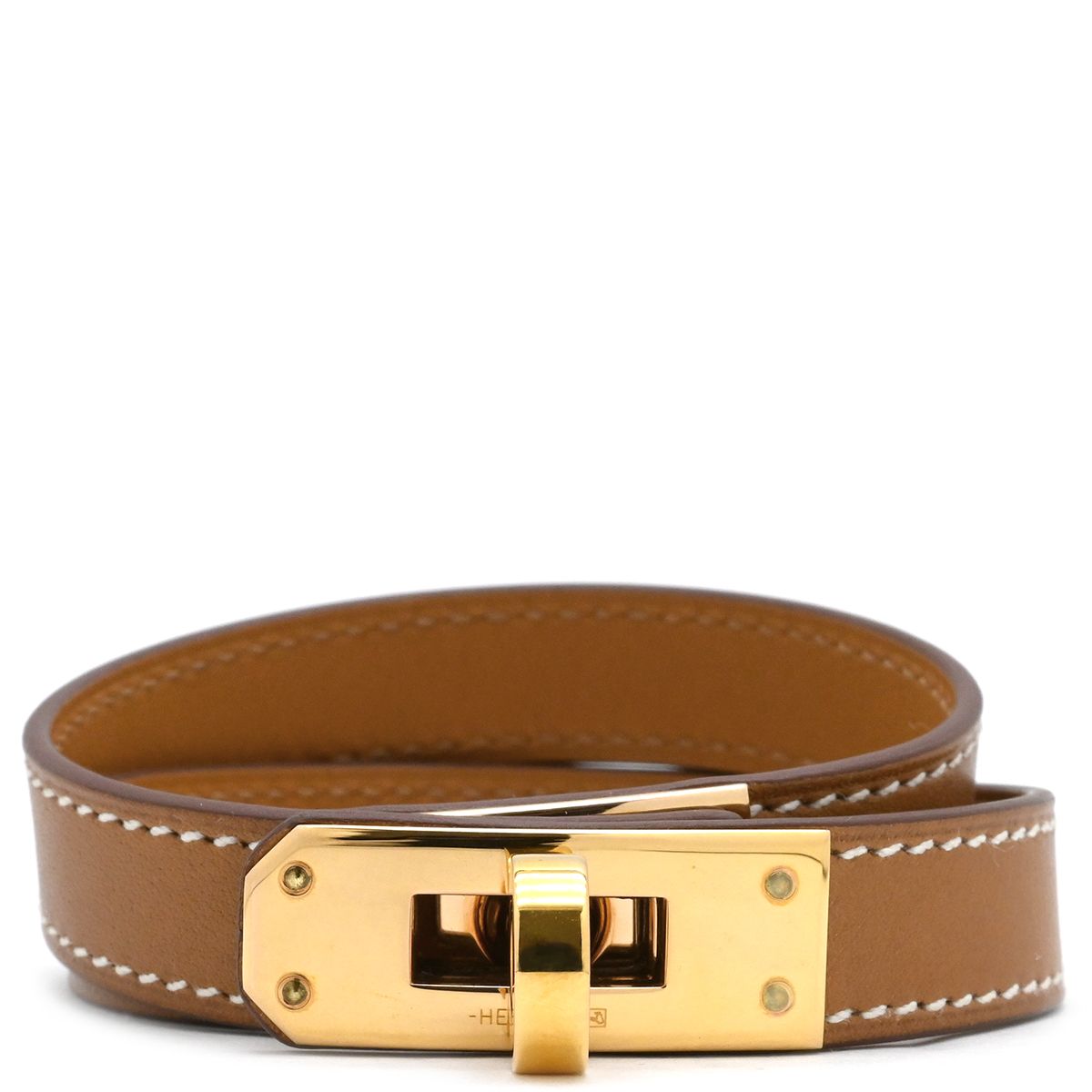 エルメス HERMES ブレスレット ケリードゥブルトゥール ヴォースイフト メタル ゴールド M ゴールド金具 茶 X刻印 箱