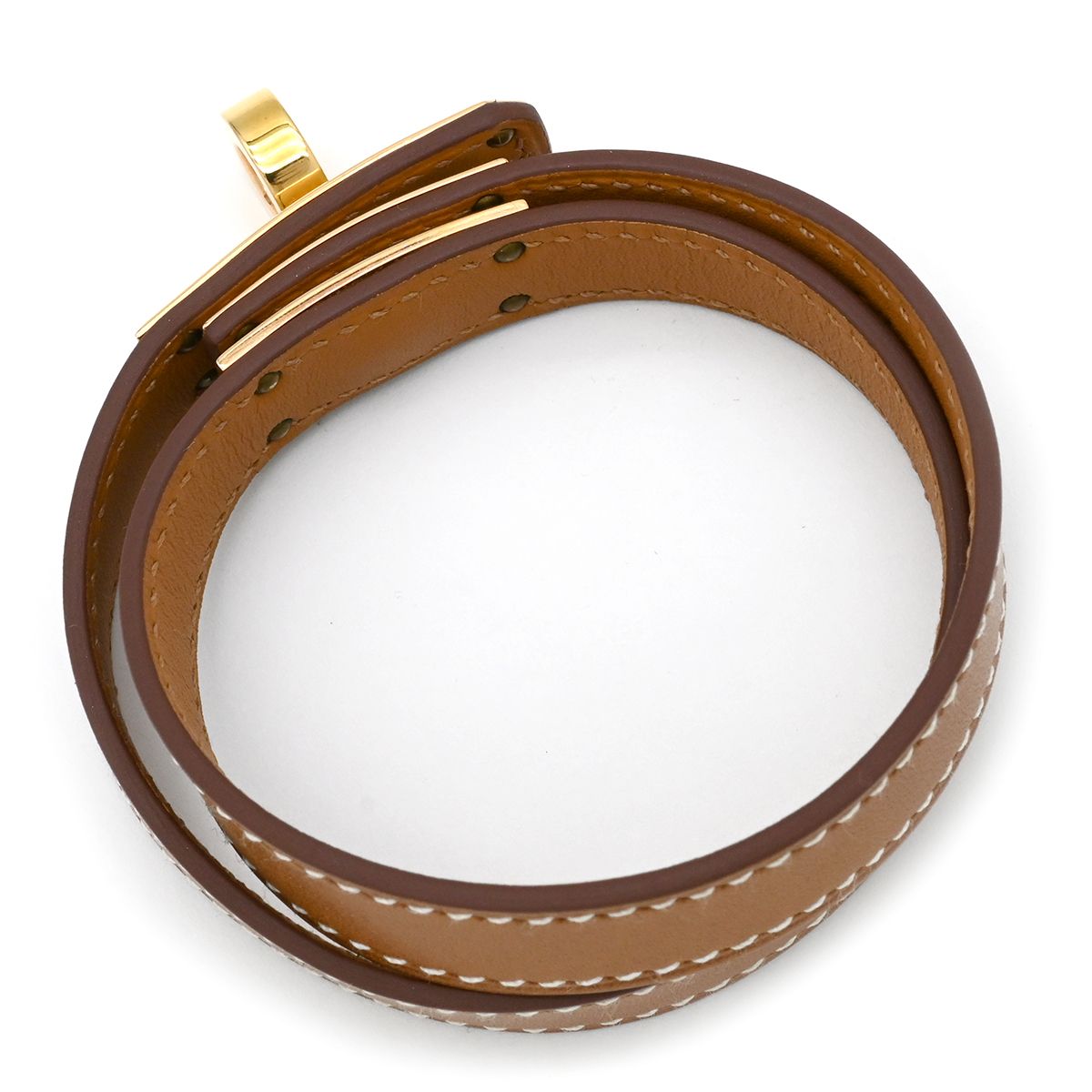 エルメス HERMES ブレスレット ケリードゥブルトゥール ヴォースイフト メタル ゴールド M ゴールド金具 茶 X刻印 箱